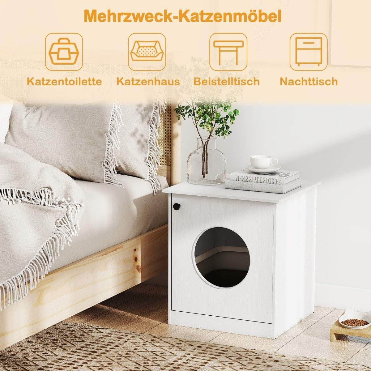 Katteskraldsskab – Hvidt, 51x47x57 cm, Multi-Use & Stilfuldt