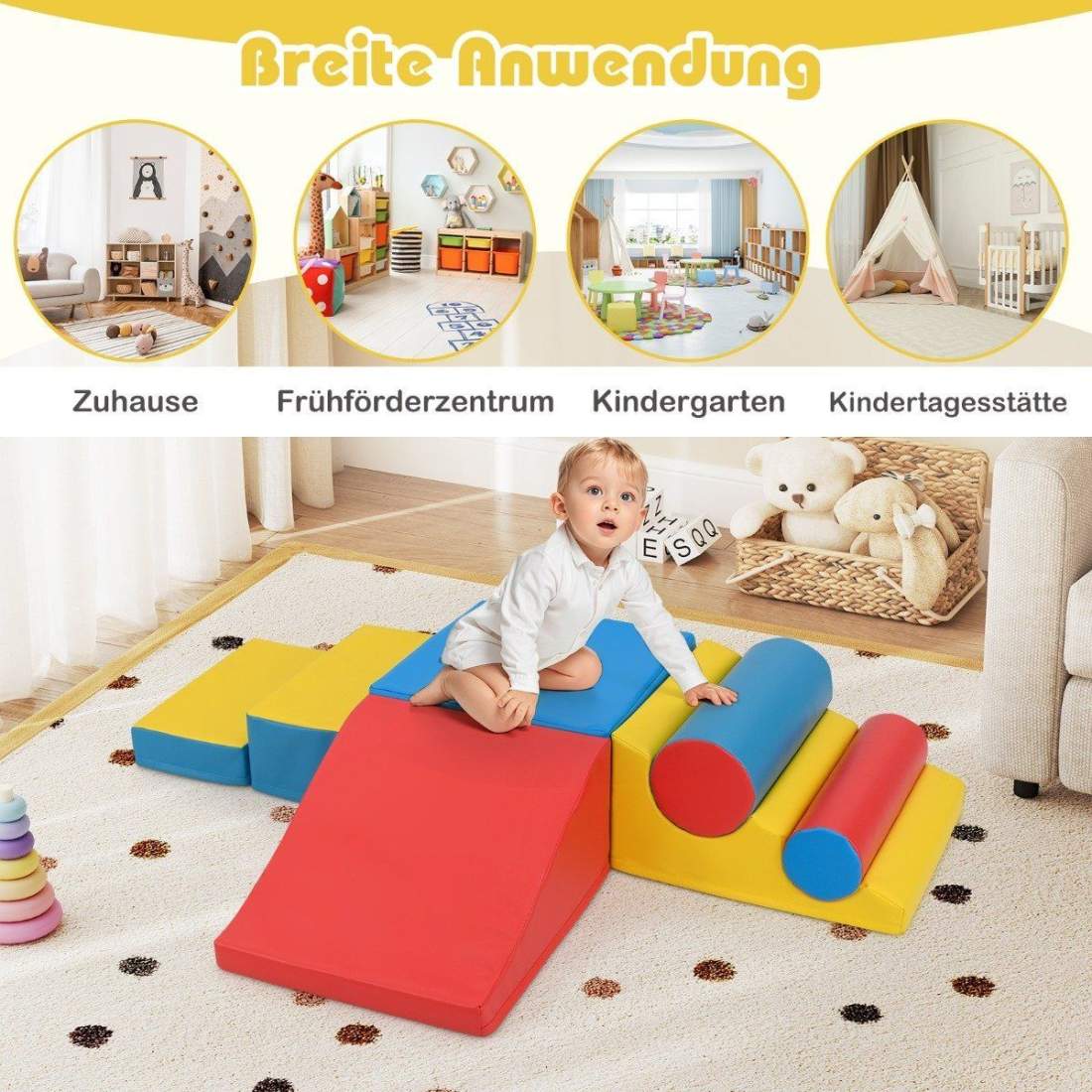 Skumklättringsblock för småbarn – 7-delad mjuk lekset | Hem & Hobby | Pryloteket