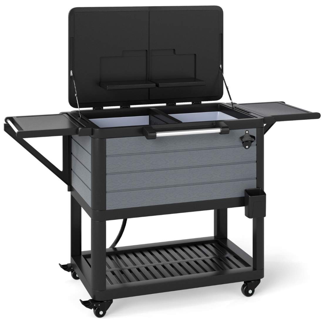 Rullande uteplatskylare med hyllor och flasköppnare, 91L kapacitet | Hem & Hobby | Pryloteket