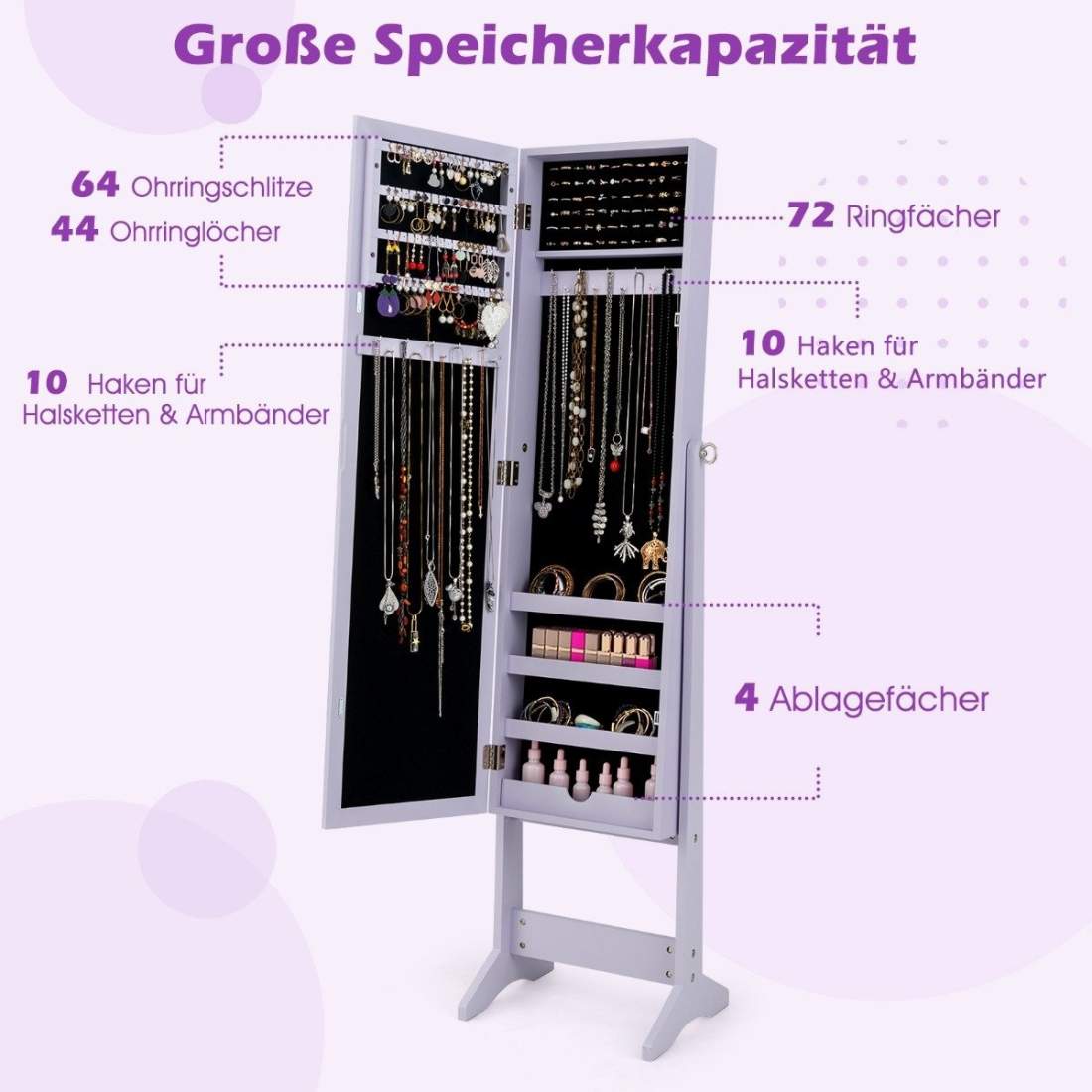 Justerbart smyckesskåp med spegel – gott om förvarings- och lutningsmöjligheter | Hem & Hobby | Pryloteket