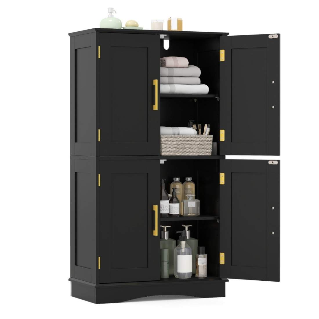 Köksskafferi – svart, 4 dörrar & justerbara hyllor | Hem & Hobby | Pryloteket