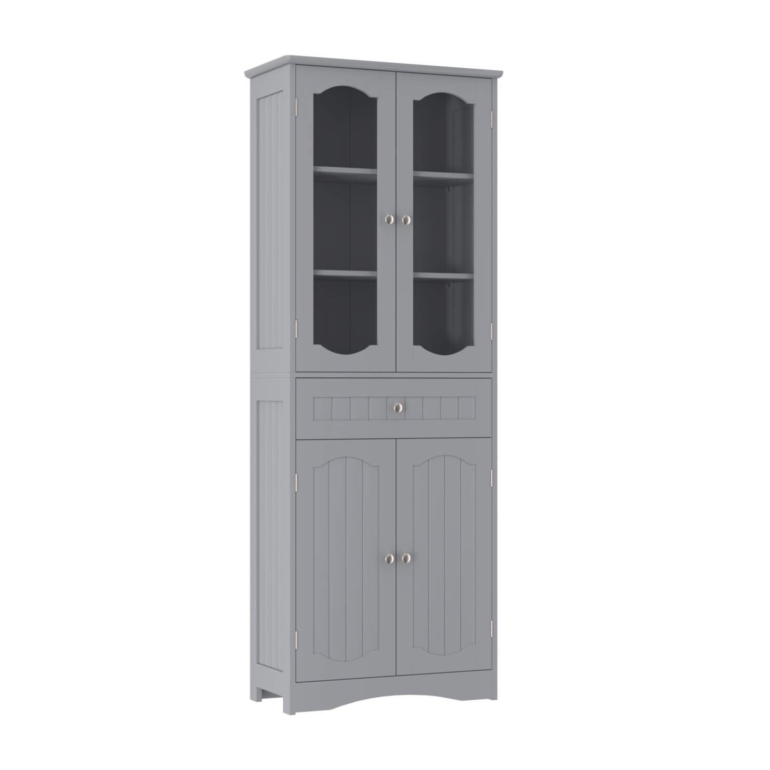 Fritstående badeværelsesskab med glaslåger – 60x30x160 cm