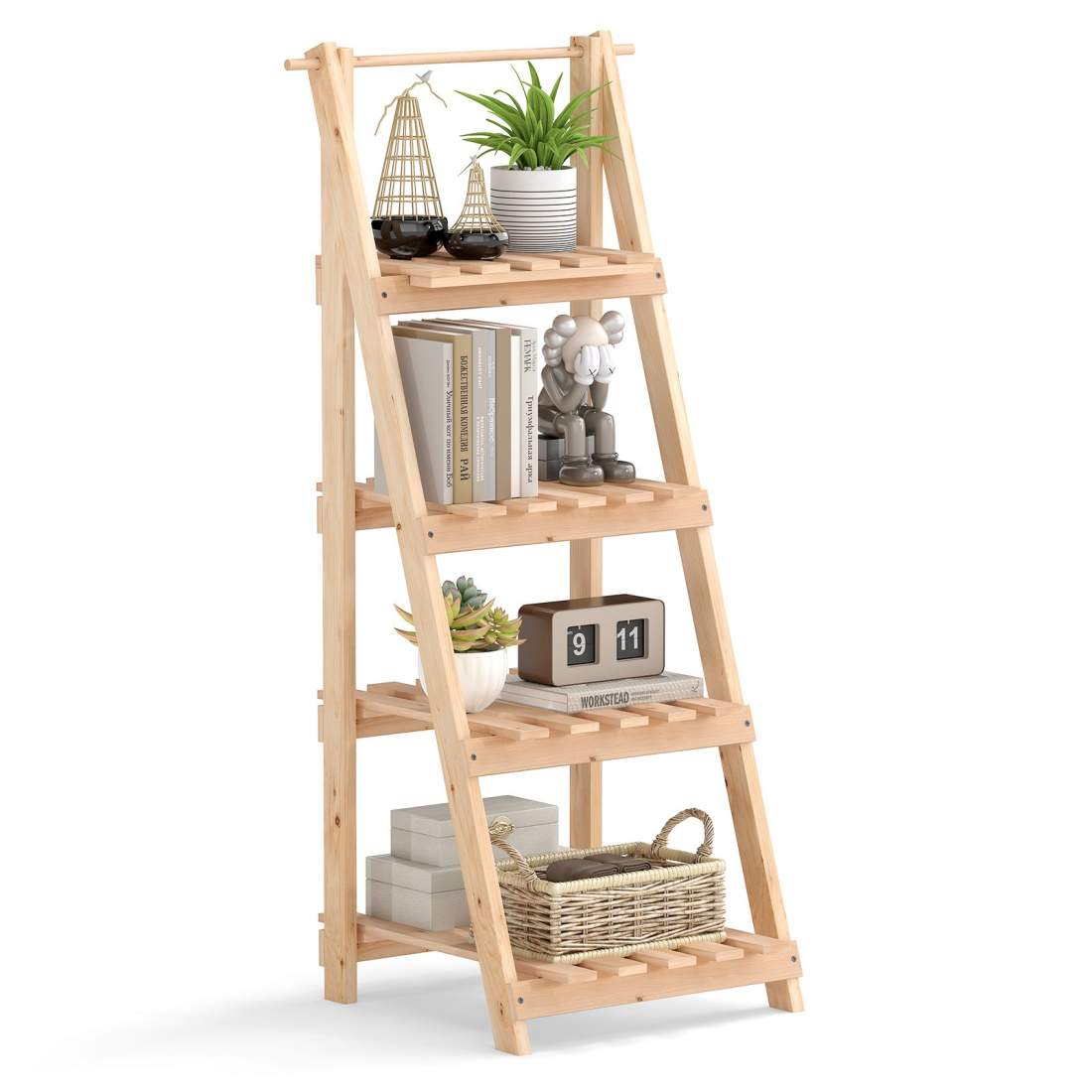 Vikbart växtställ i 4 våningar i trä – utrymmesbesparande stegdesign | Hem & Hobby | Pryloteket