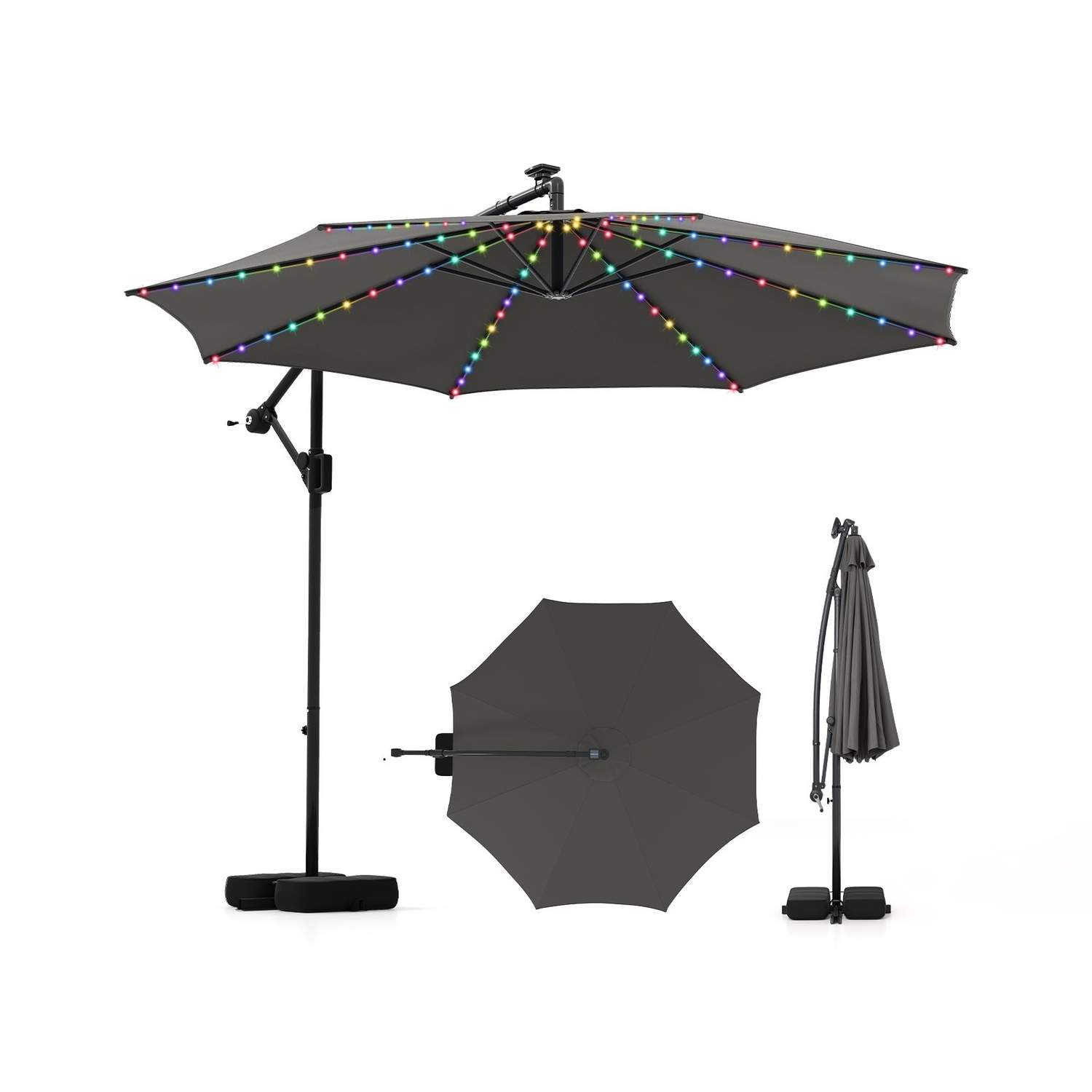 300 cm LED Patio Paraply – Solar Lights, Justerbar Tilt