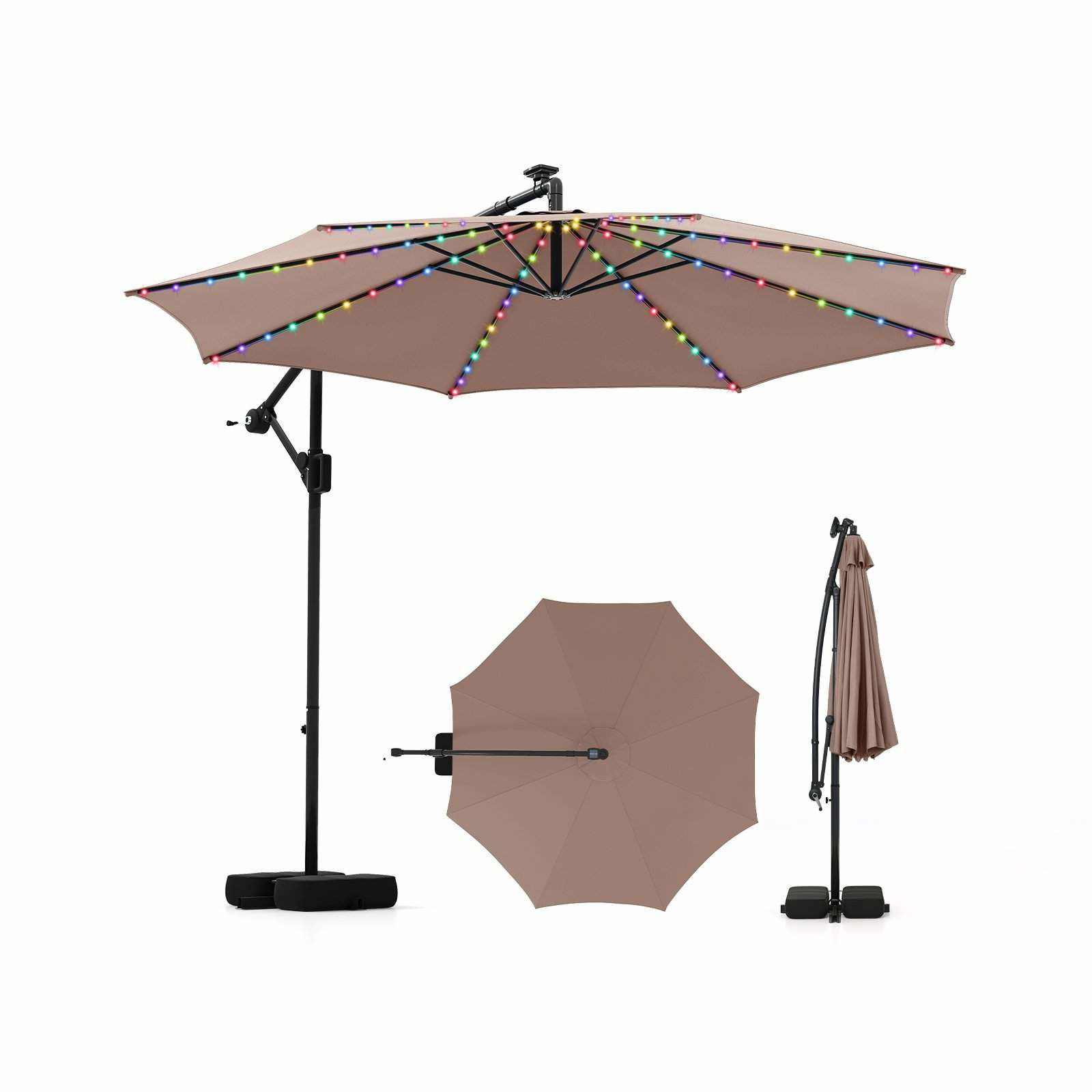 300 cm LED Patio Paraply – Solar Lights, Justerbar Tilt