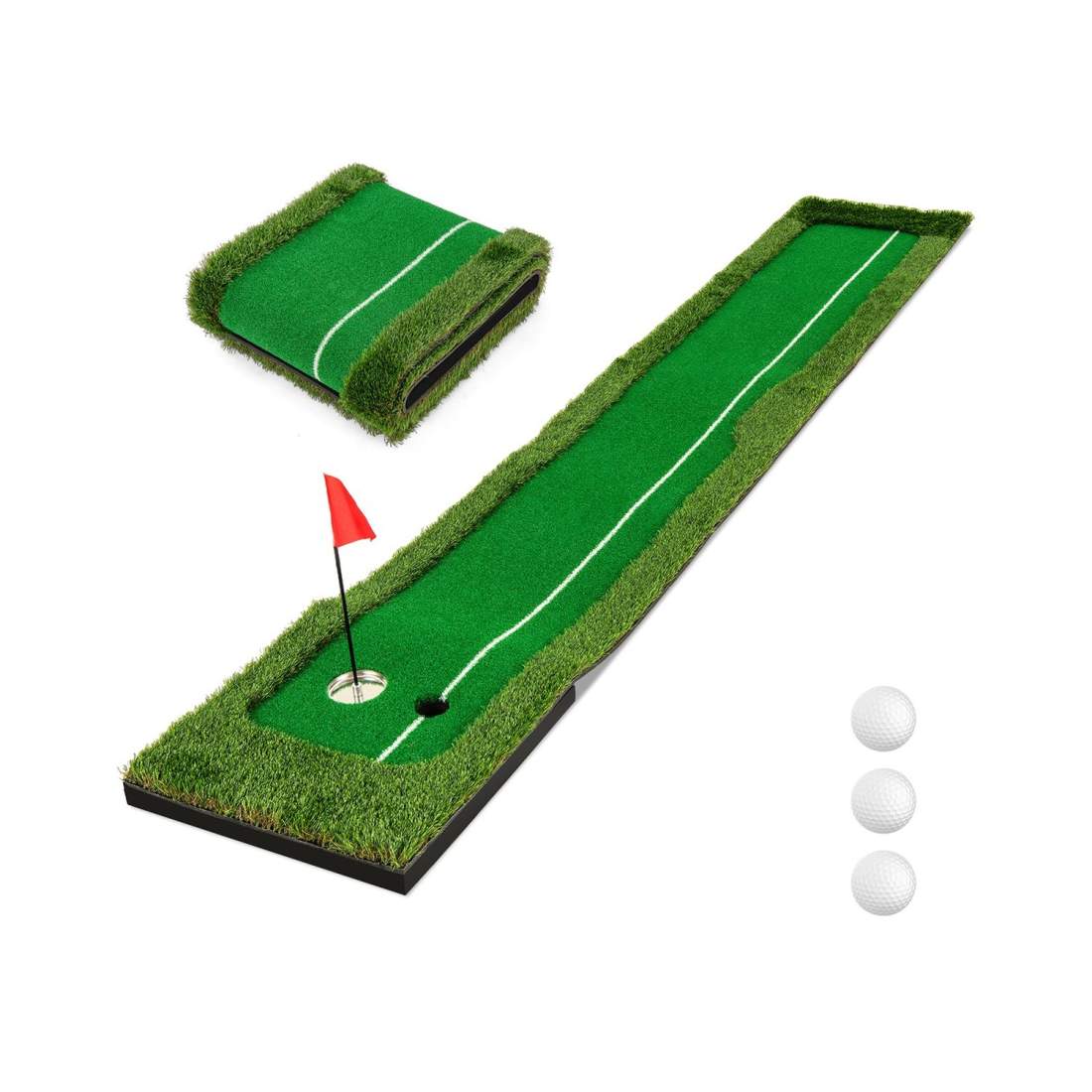 Golfputtmatta – 300 cm, dubbla hål, träning inomhus/utomhus | Hem & Hobby | Pryloteket