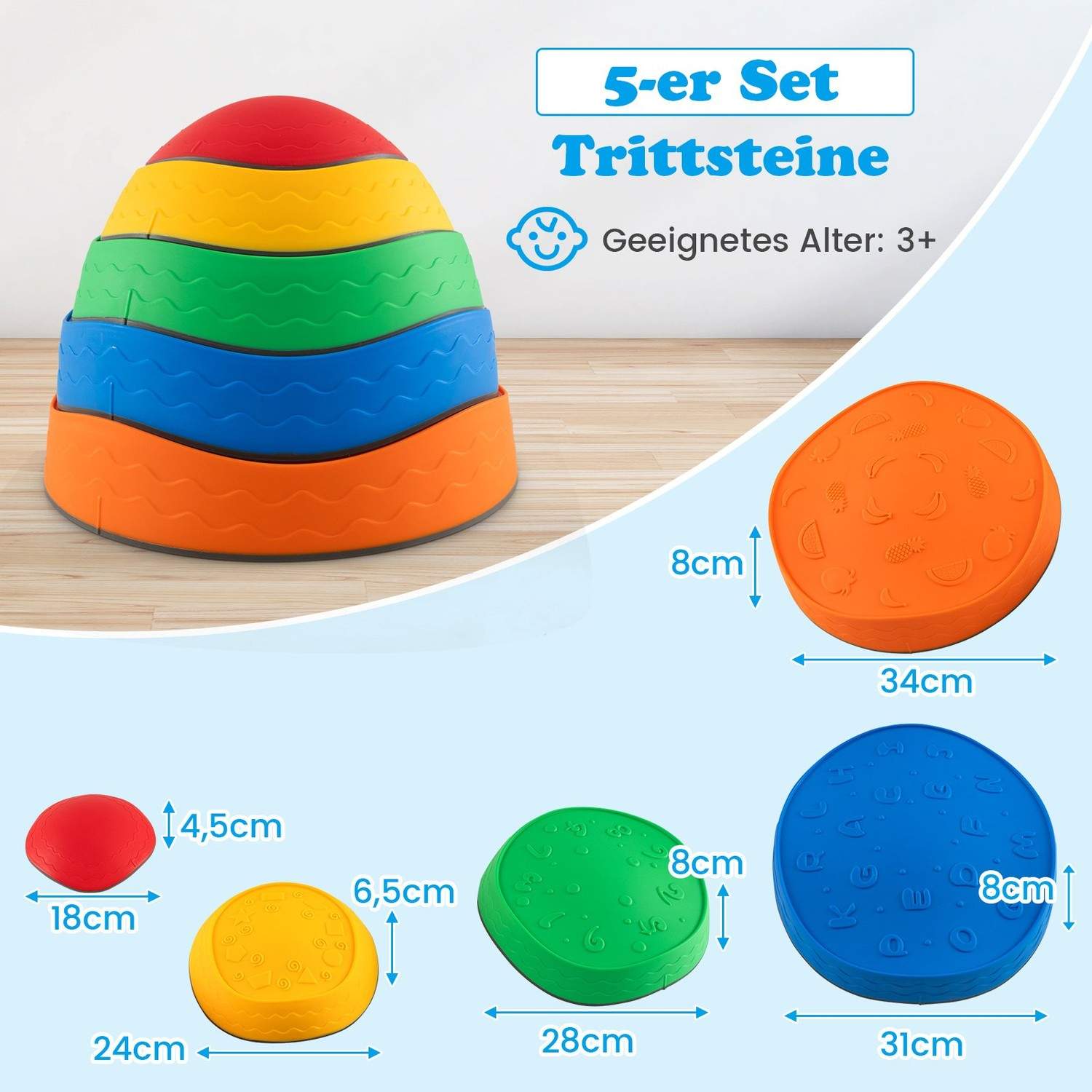 Halkfria stegstenar för barn – 5-delat set, 80 kg kapacitet | Hem & Hobby | Pryloteket