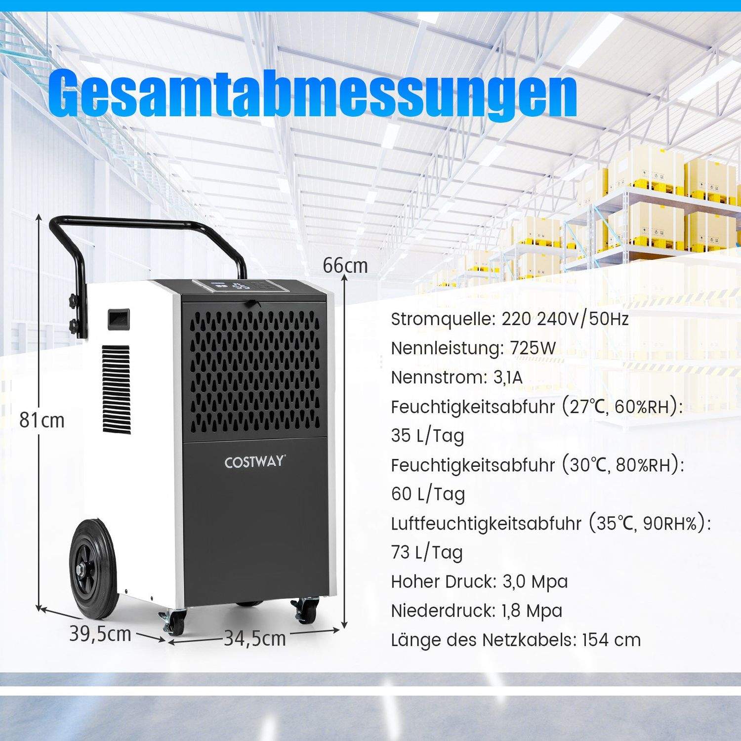 Industriell avfuktare – 73L/dag, automatisk dränering och timer | Hem & Hobby | Pryloteket