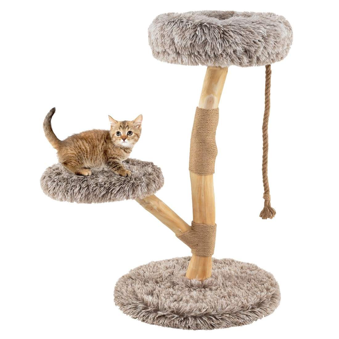 Kattträd med plyschnivåer & juteskrapstolpar, 90 cm | Hem & Hobby | Pryloteket