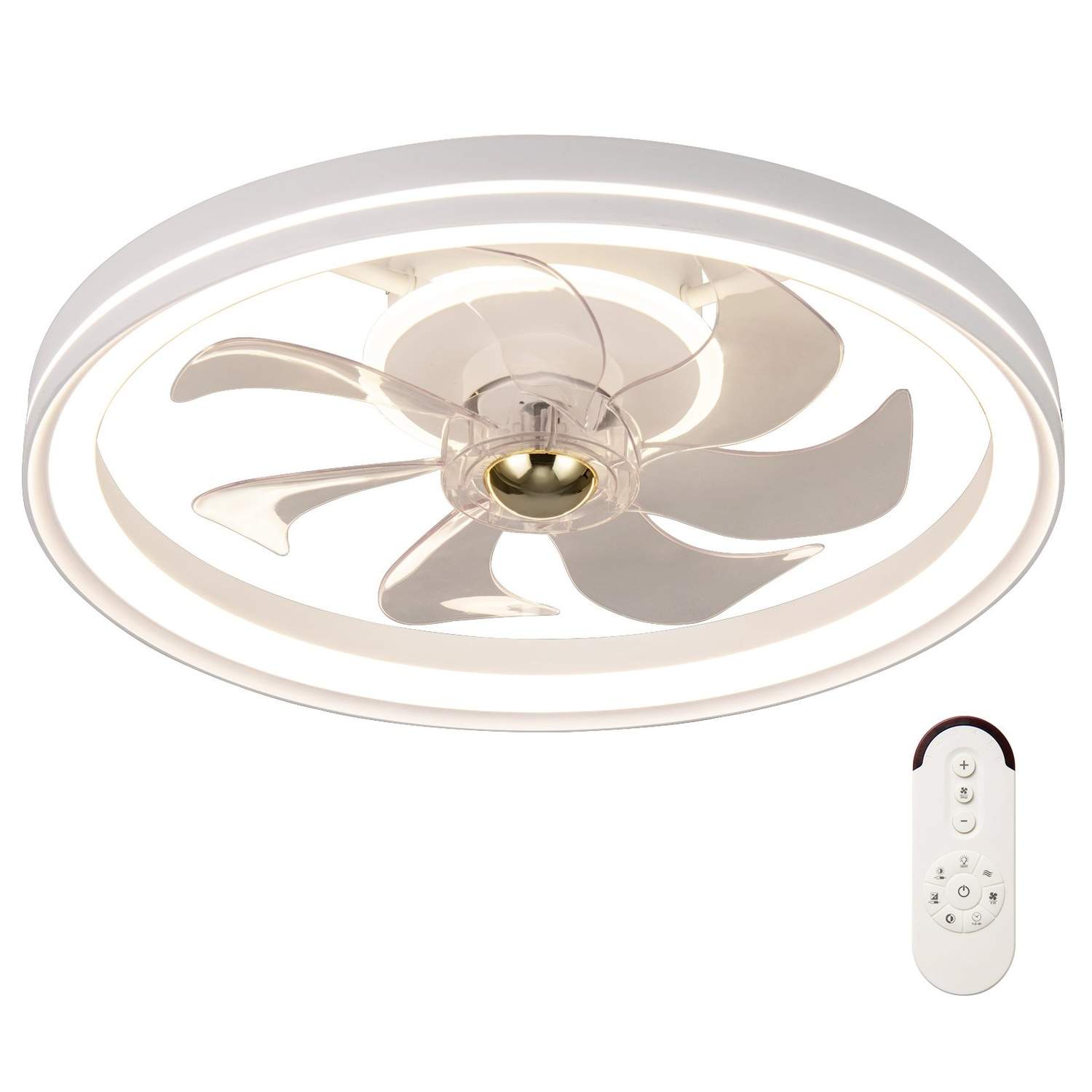 Loftsventilator med lys – 48 cm, vendbar, dæmpbar LED