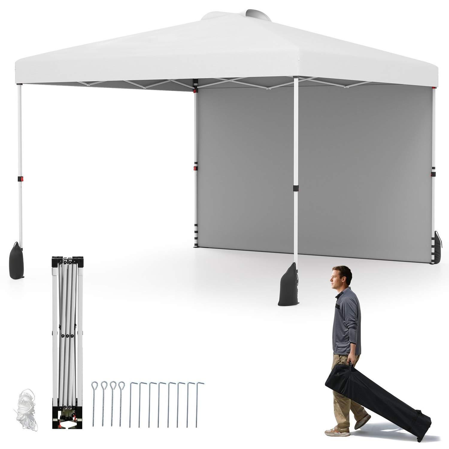 3x3 m pop-up pavillon med sider – bærbar havely