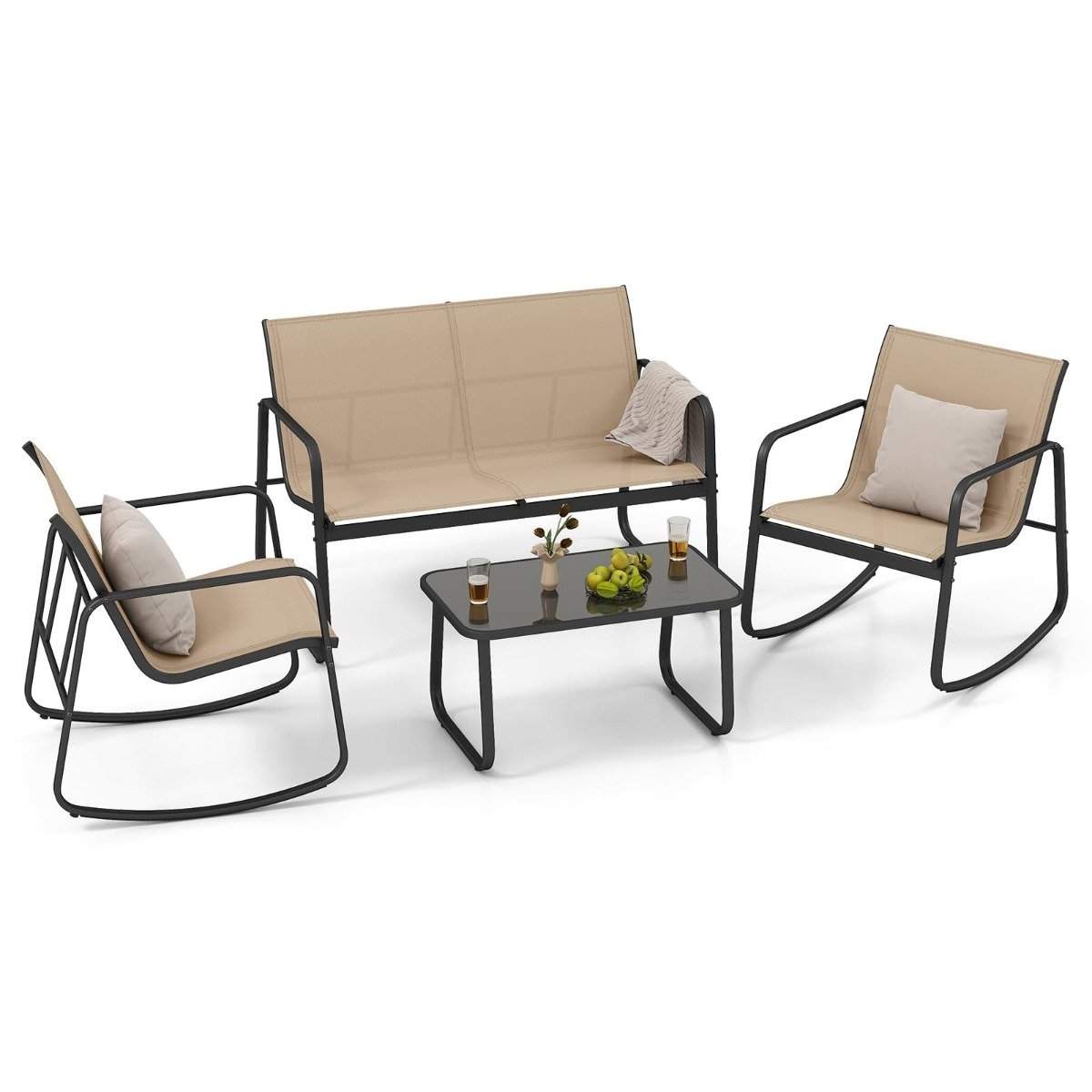 4-delad uteplatsmöbelset med mjuk gungrörelse | Hem & Hobby | Pryloteket