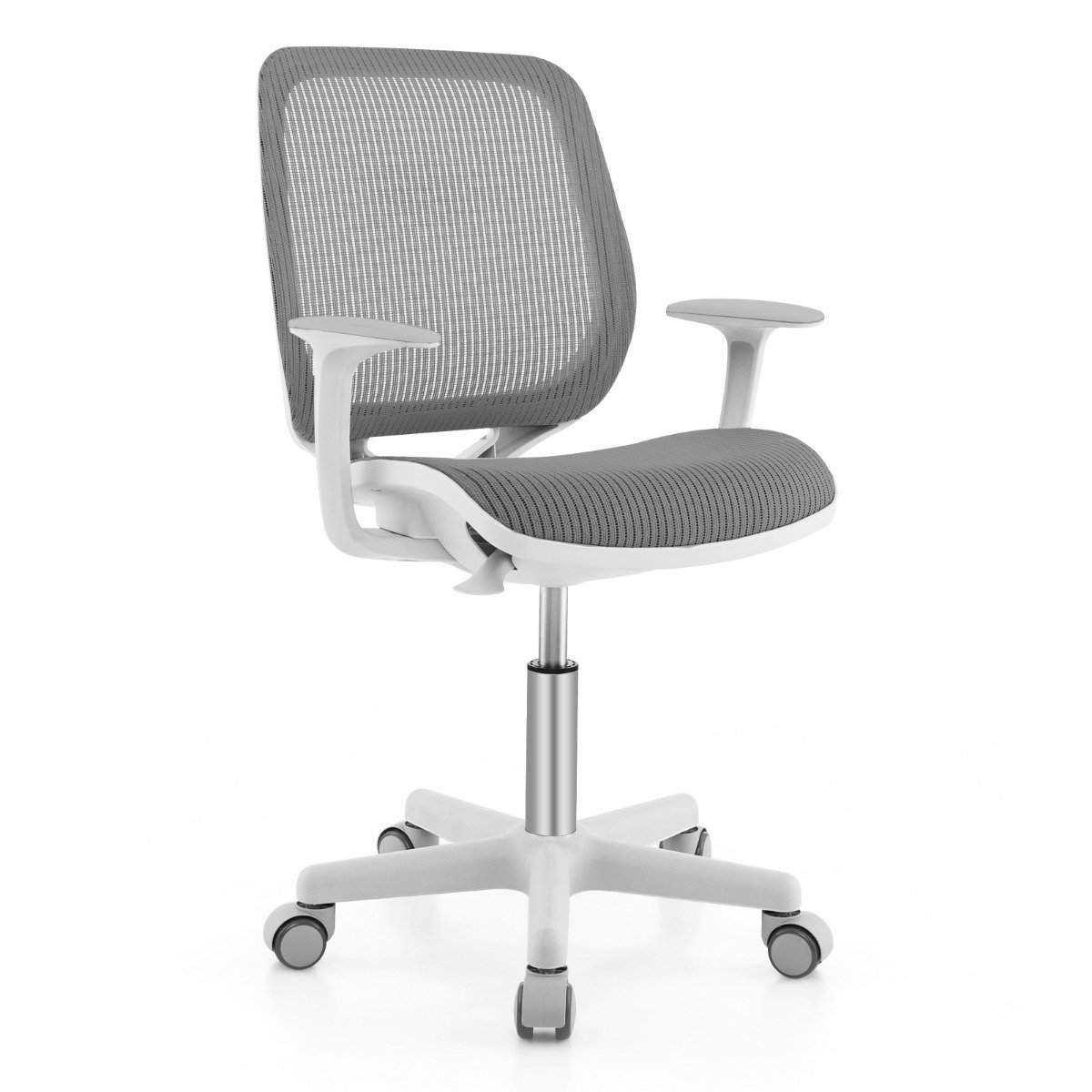 Justerbar skrivebordsstol til børn med sædebremse – ergonomisk, grå