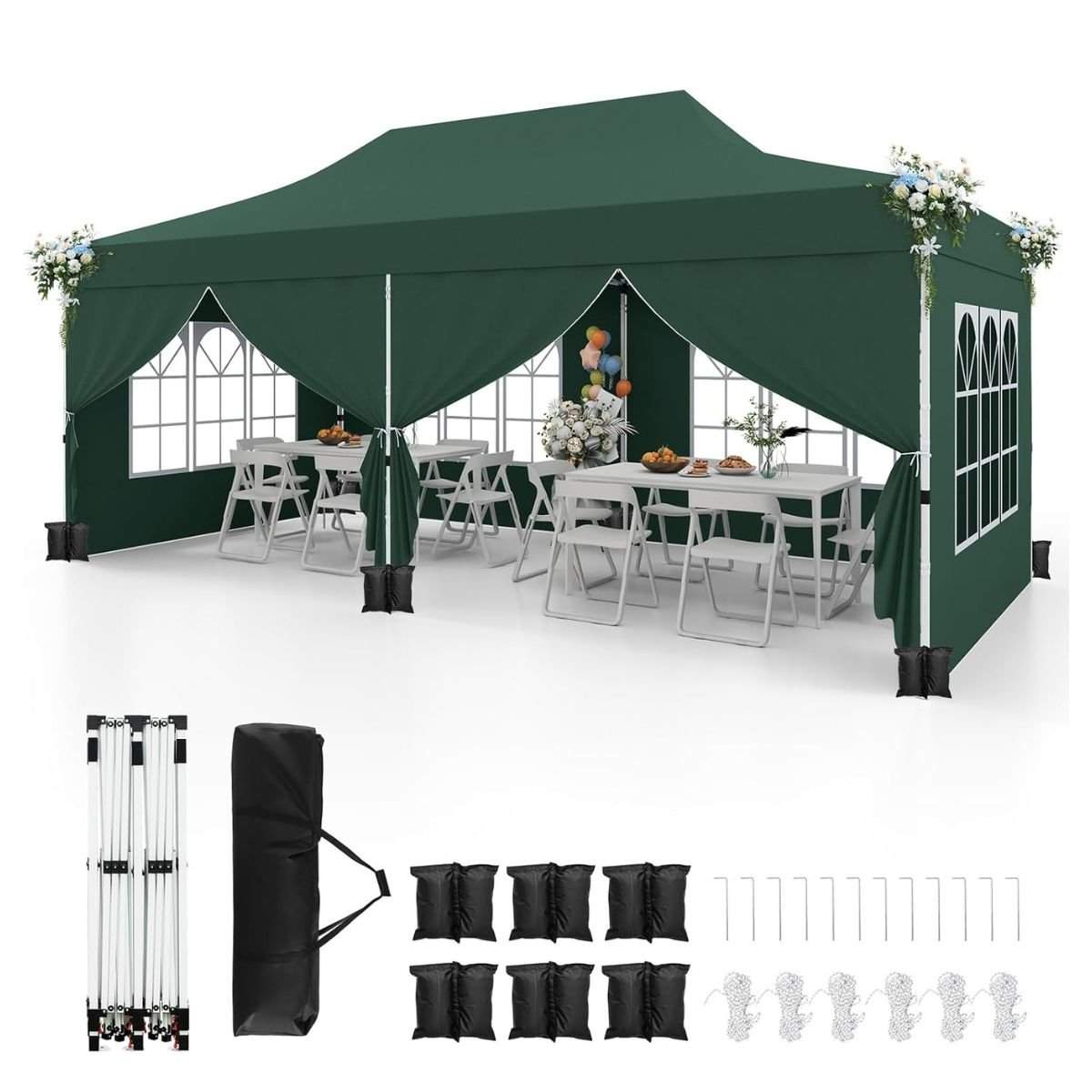 3x6m pop-up baldakintelt, justerbare, aftagelige vægge