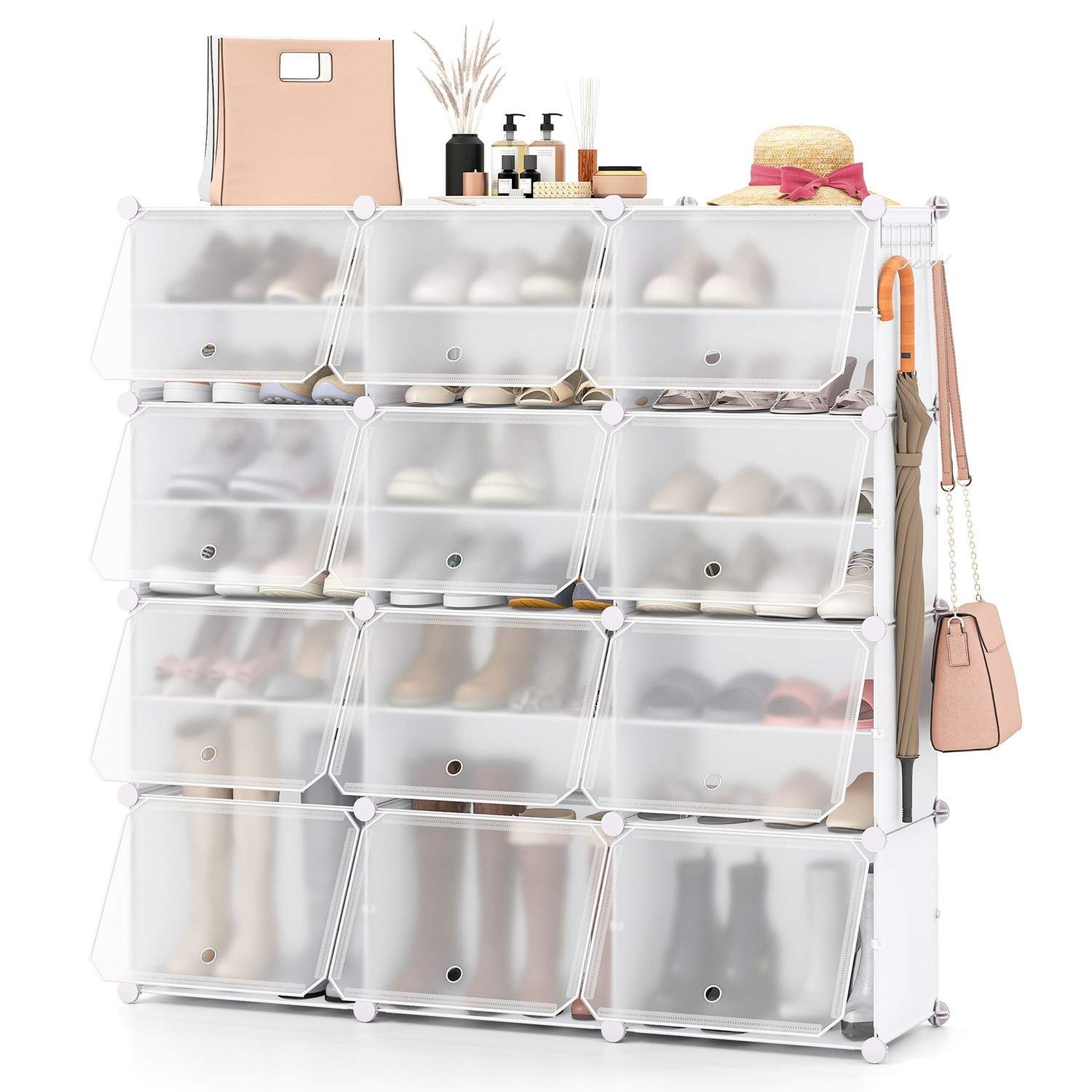 DIY skostativ – 12 terninger til 48 par, hvid organisering