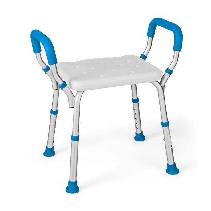 Justerbar brusestol – aluminium, skridsikker, 100 kg kapacitet