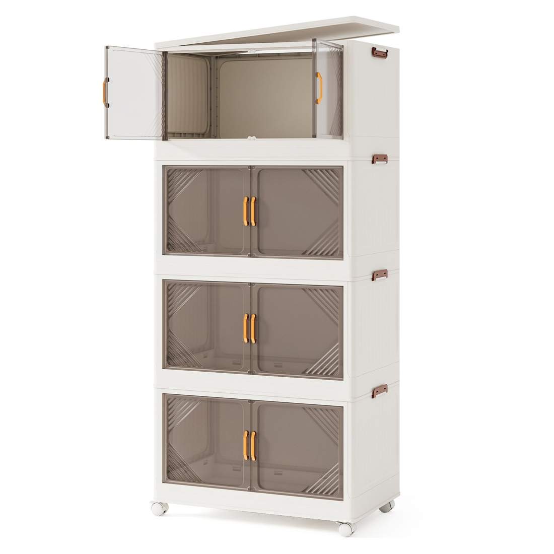 Stapelbar förvaringslåda med hjul – 284L, klara dörrar | Hem & Hobby | Pryloteket