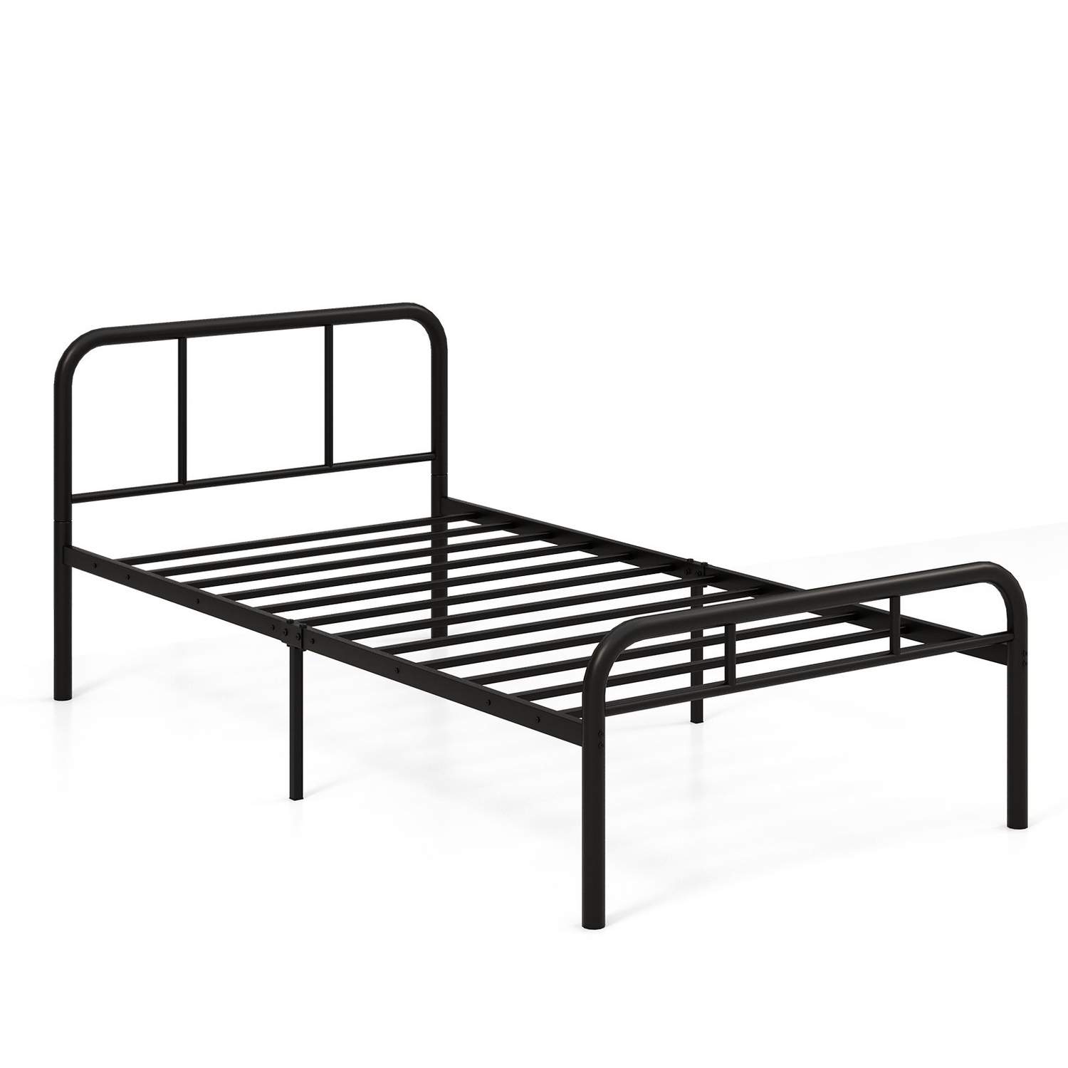 Enkeltsengestel i metal med sengegavl og fodgærde, 90x200 cm