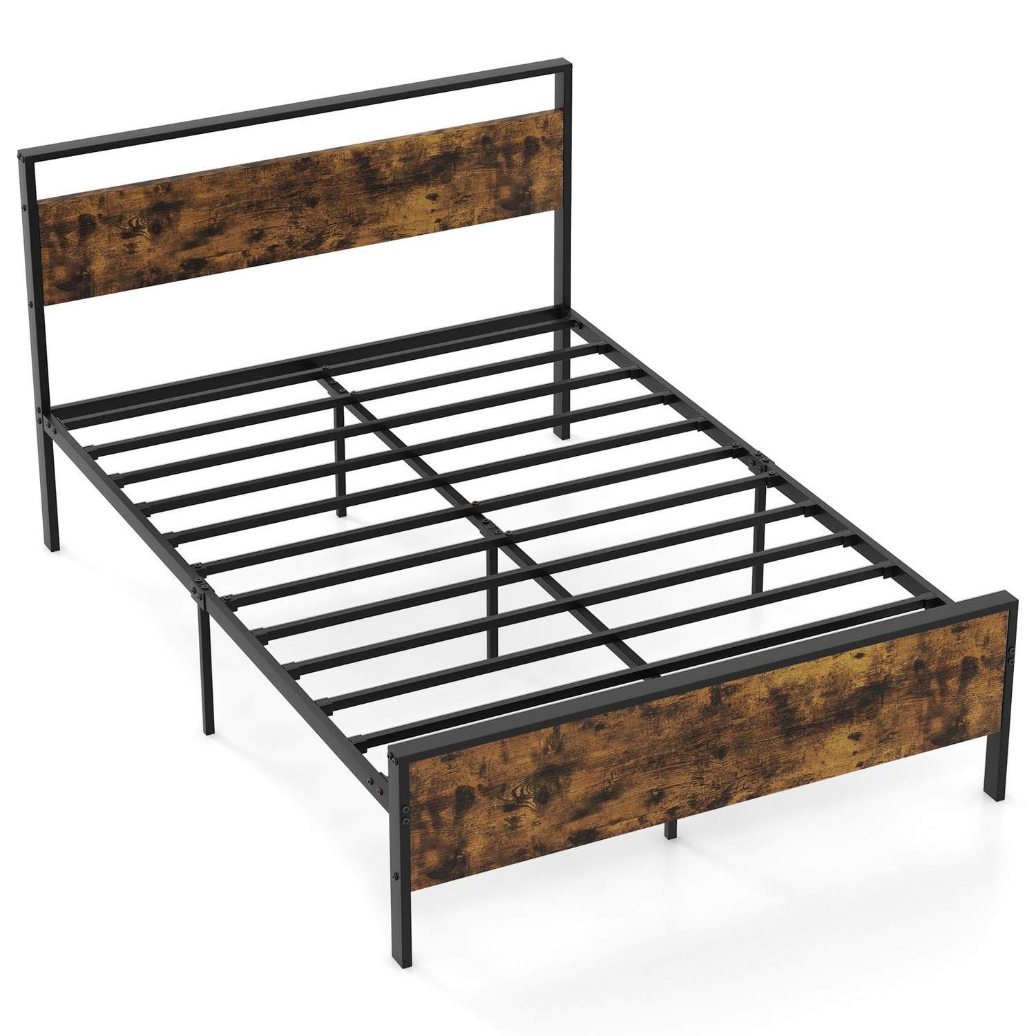 Industriell metallsängstomme med trägavel – 200x140 cm | Hem & Hobby | Pryloteket