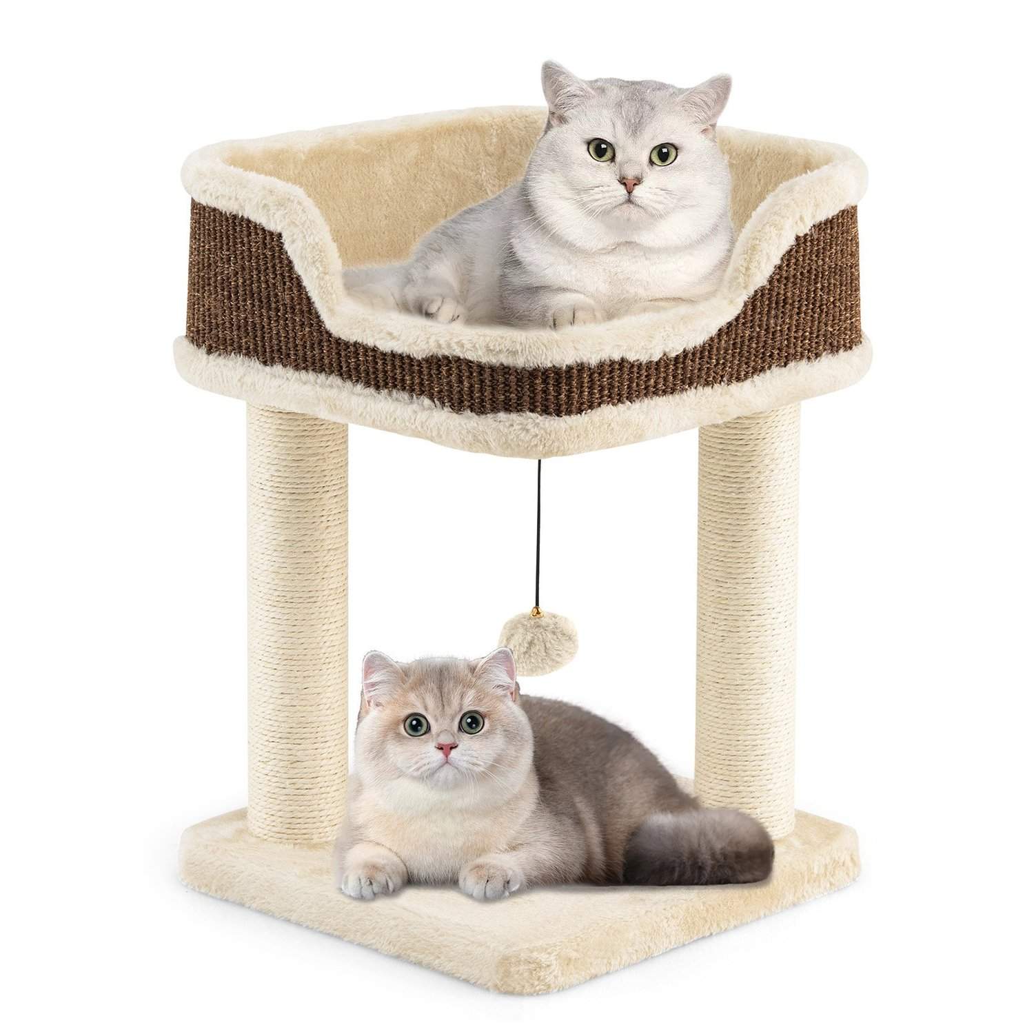Kattträd med plyschsits och sisalstolpar – Beige | Hem & Hobby | Pryloteket