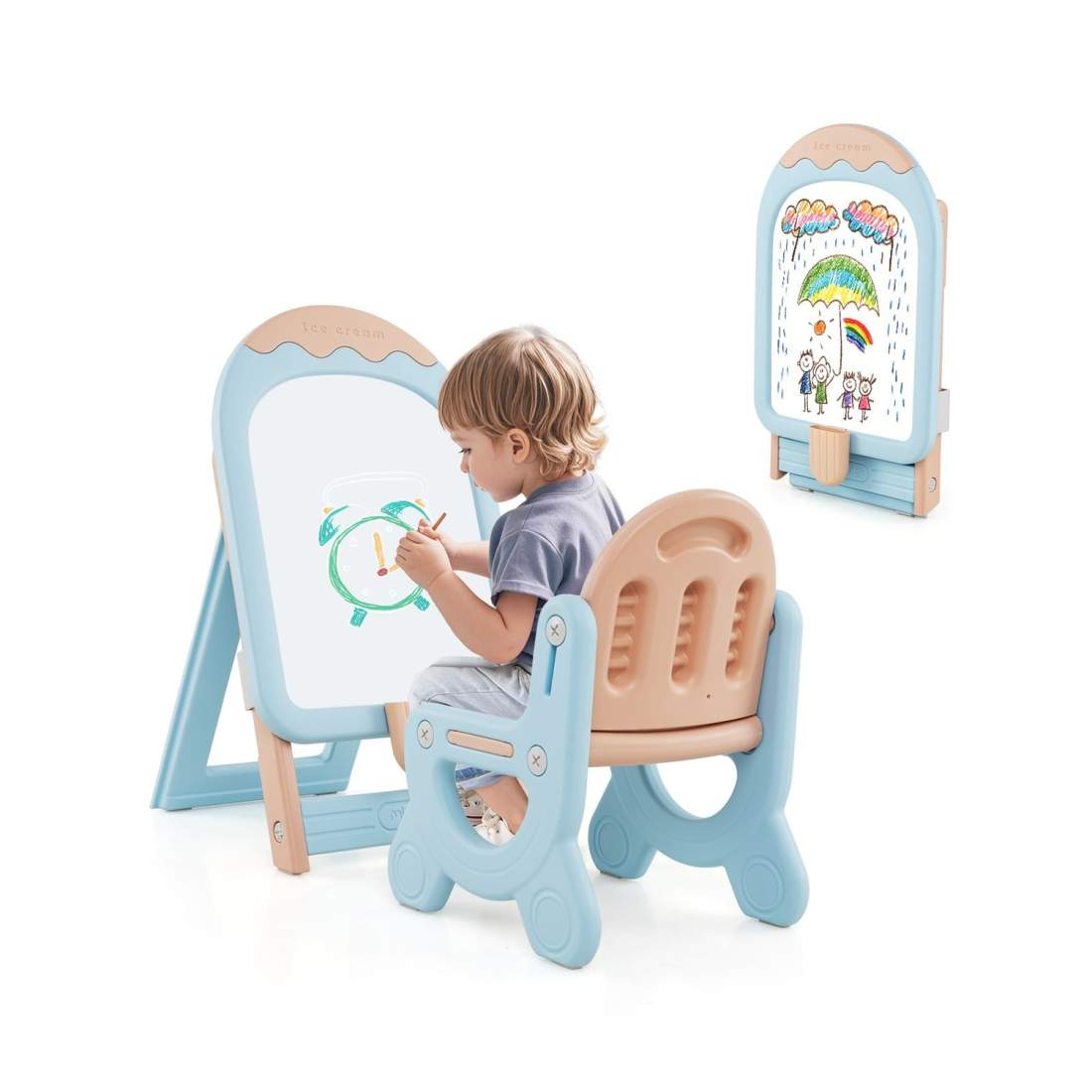 Justerbart staffli för barn med stol – Whiteboard & förvaringslåda | Hem & Hobby | Pryloteket