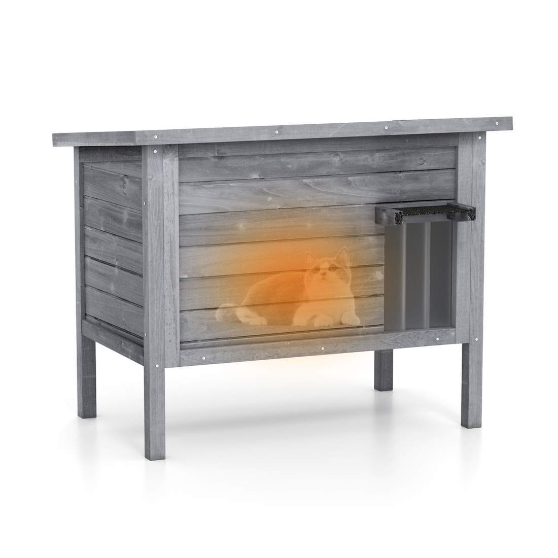 Isolerat utomhuskatthus – Trä, väderbeständig, 88x55x71 cm | Hem & Hobby | Pryloteket