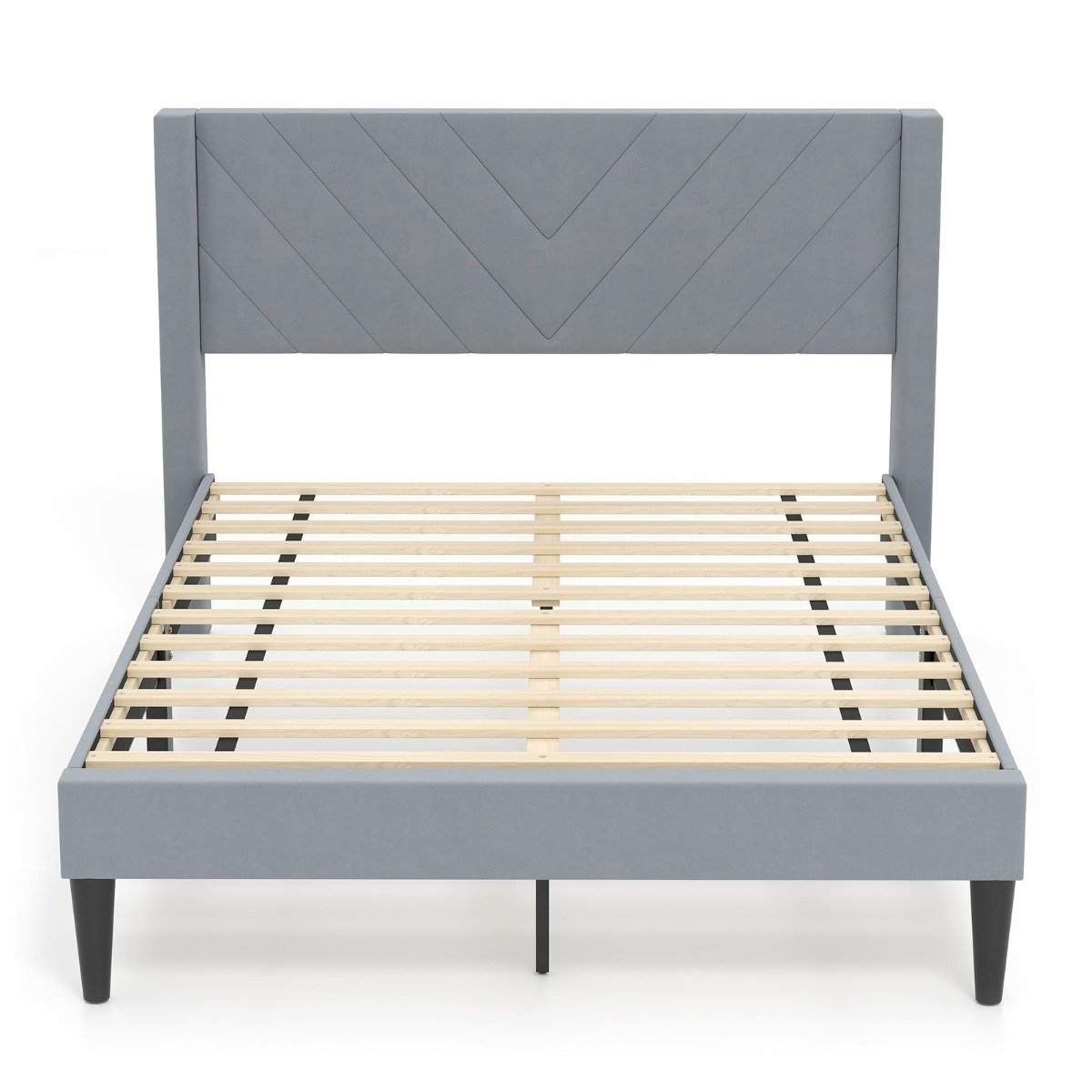 Platform Sengeramme, 200x140 cm, Grå Fløjlsbetræk