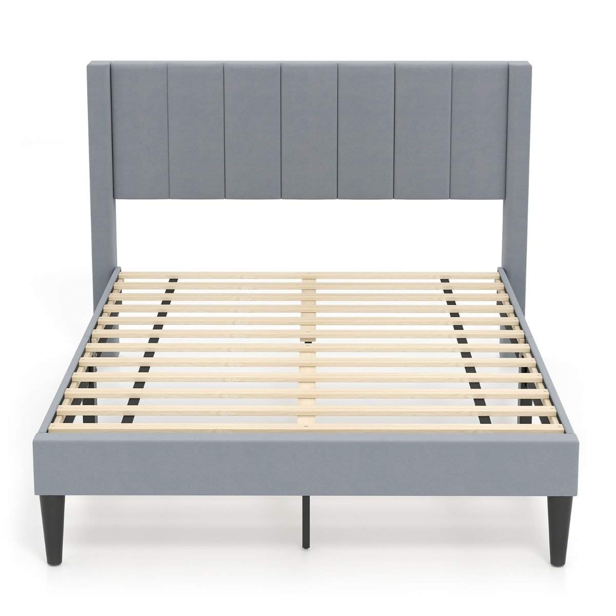 Polstret Platform Sengeramme, Fløjl, 200x140 cm, Grå