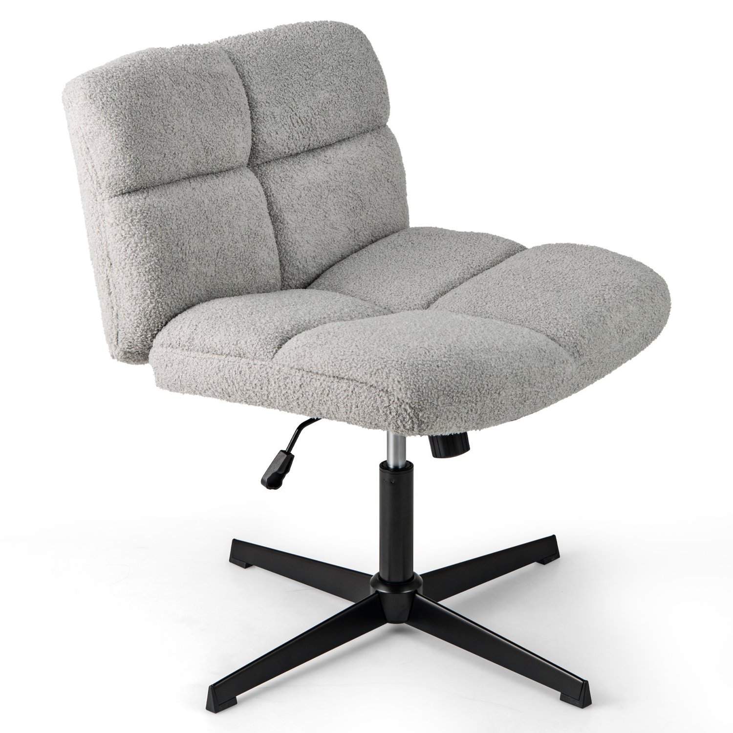 Ergonomisk, armløs kontorstol – justerbar, grå