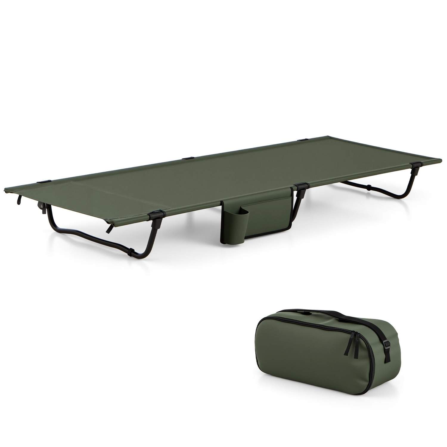 Ultralätt campingsäng med sidficka – bärbar, 150 kg kapacitet | Hem & Hobby | Pryloteket