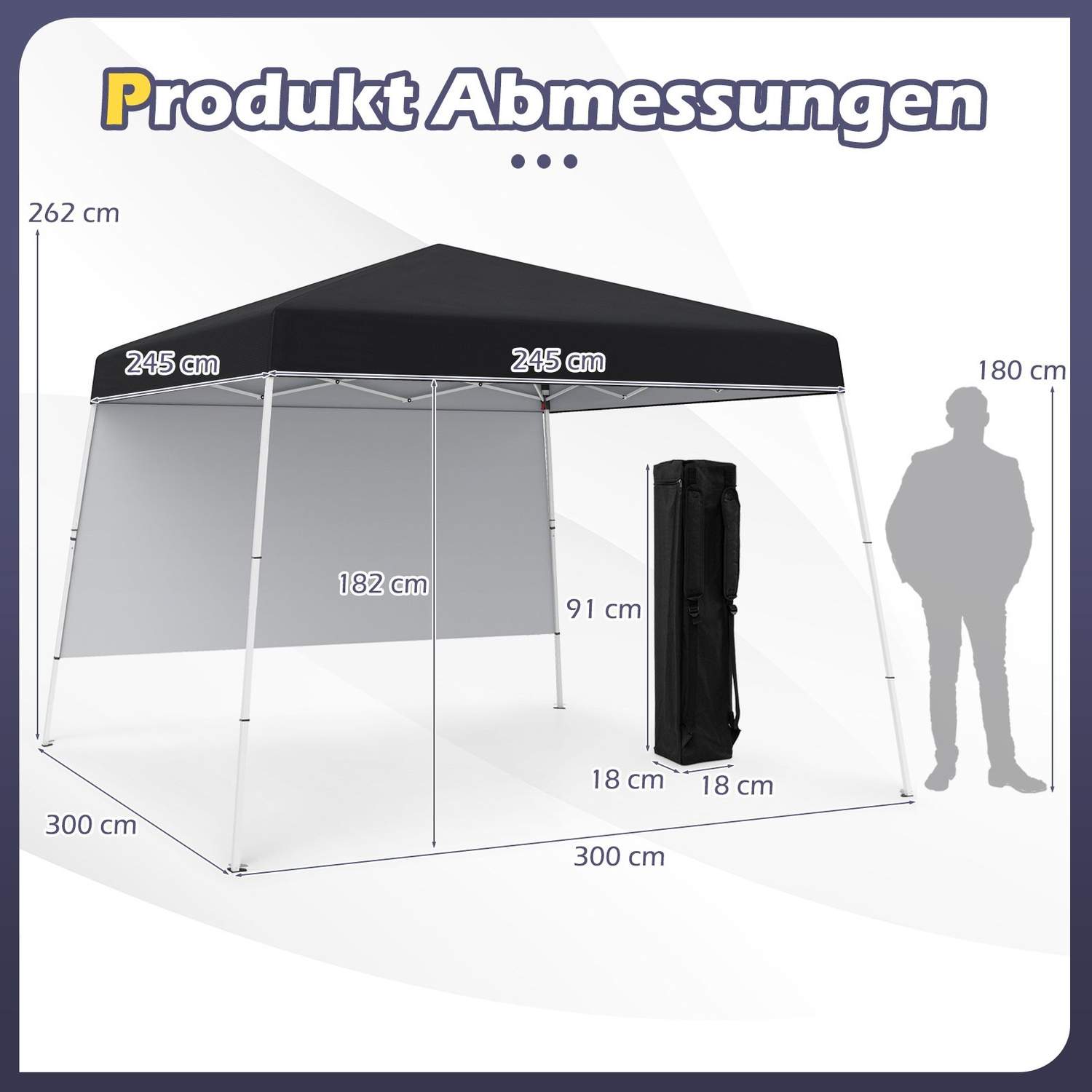 3x3m vandtæt pop-up pavillon med solbeskyttelse