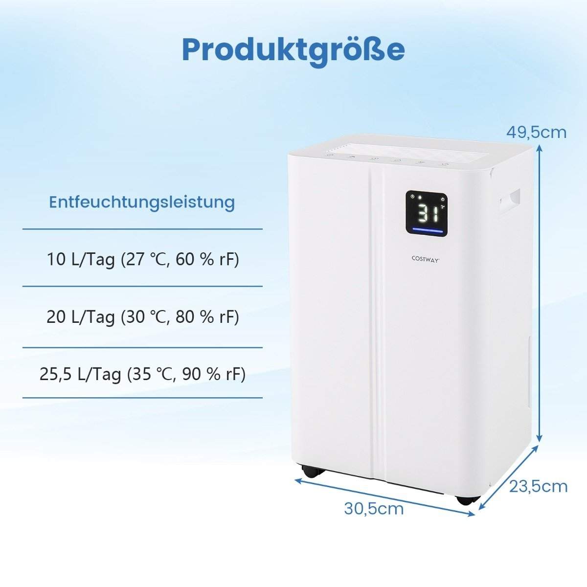 Avfuktare med hög kapacitet, 25,5L för 25㎡ rum | Hem & Hobby | Pryloteket