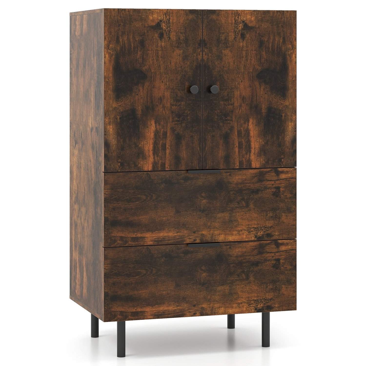 Skænk med metalben – 2 skuffer og låger, 60x41,5x102 cm
