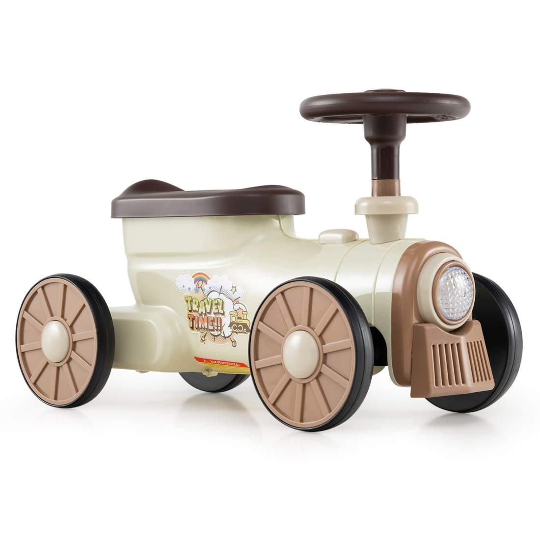 Ride-On Train Toy med horn & förvaring – Beige, 61x30x38 cm | Hem & Hobby | Pryloteket