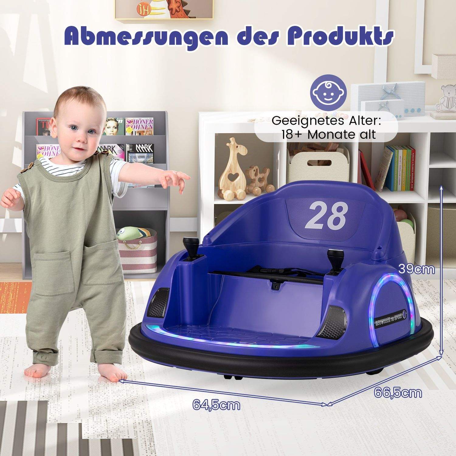 El-kofangerbil til børn med LED-lys – lilla