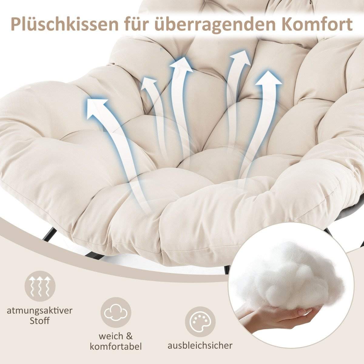 Gyngestol med hynde & 205 kg kapacitet – Beige