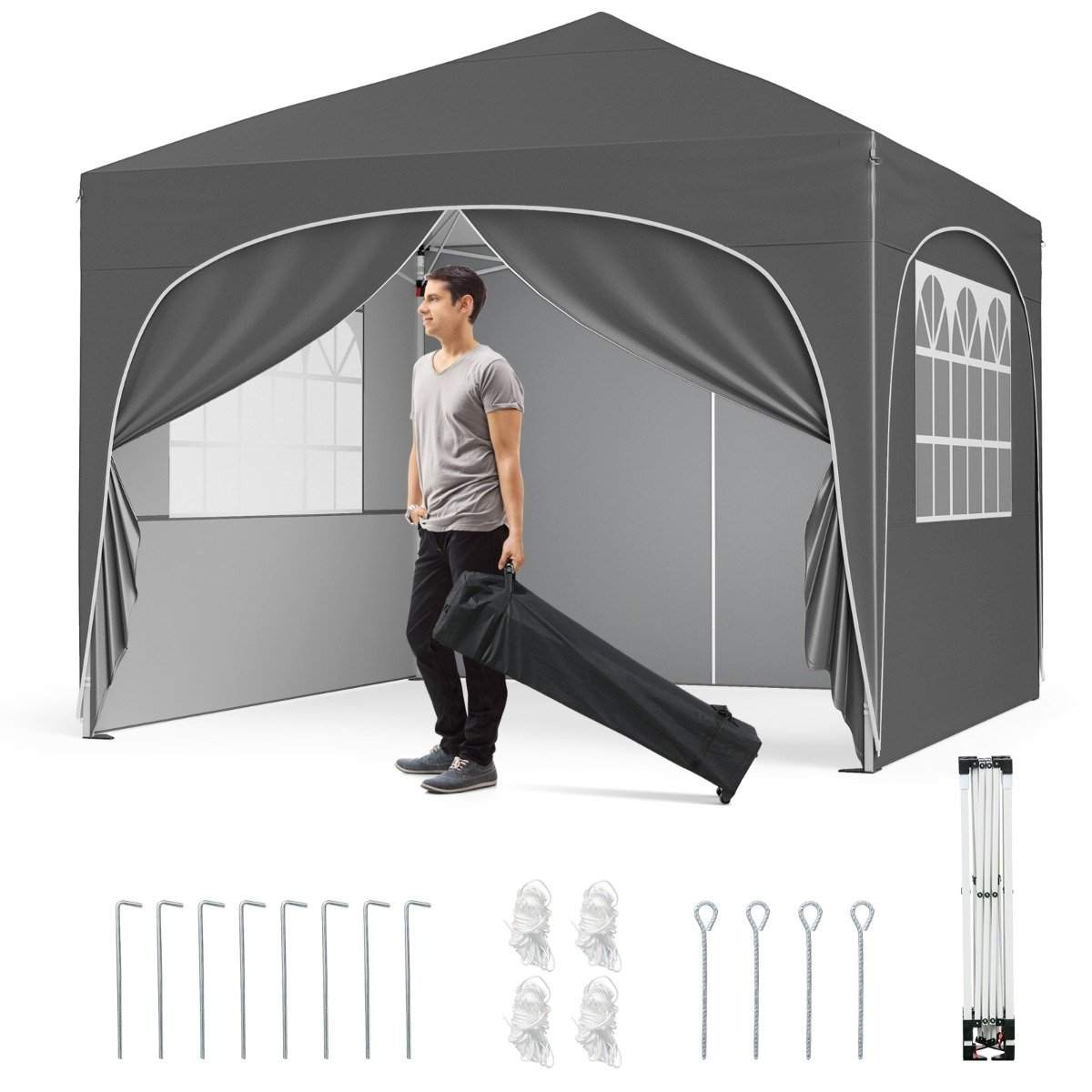 3x3 m pop-up kapelltält med 4 avtagbara väggar och hjul | Hem & Hobby | Pryloteket