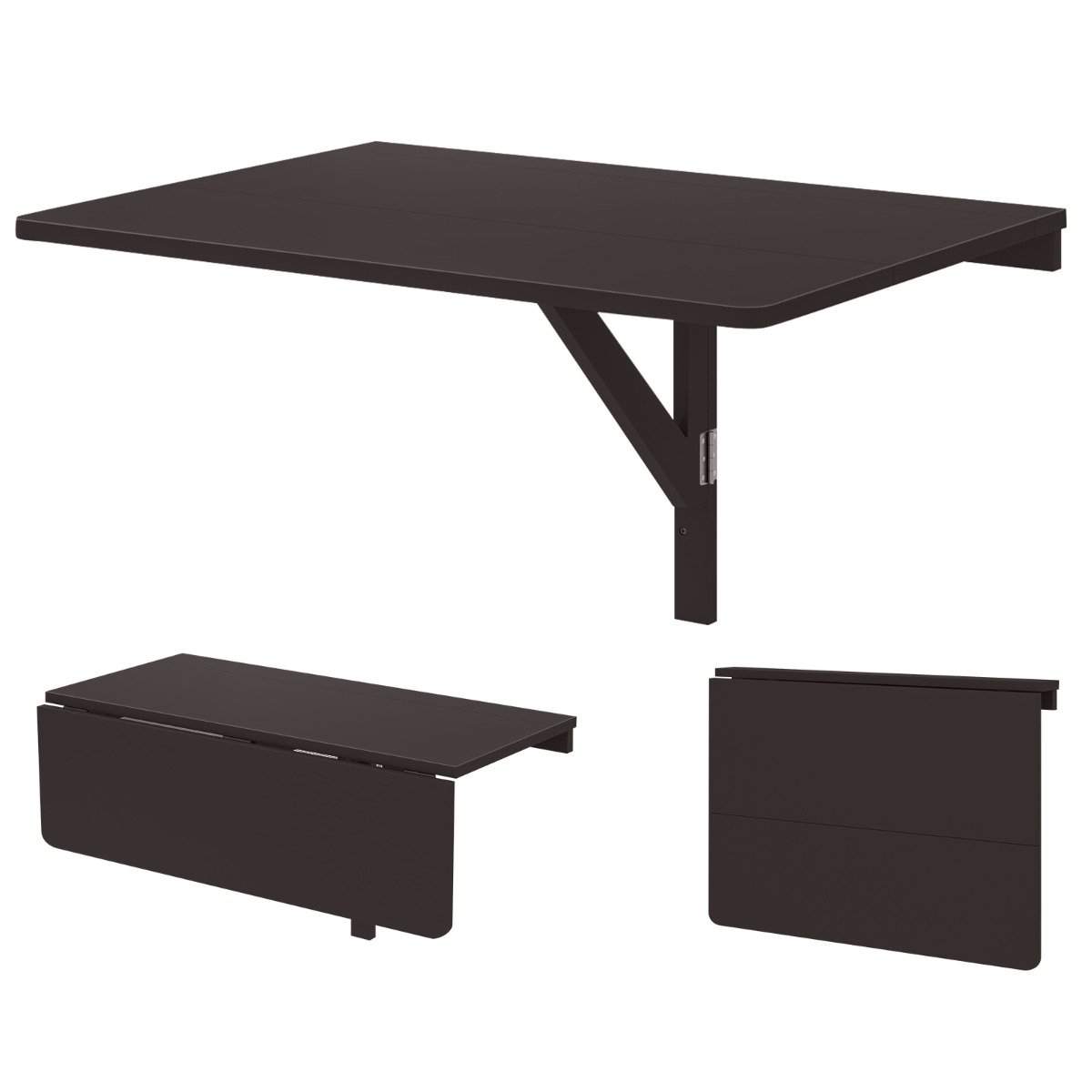 Vægmonteret sammenklappeligt skrivebord – Pladsbesparende, 80x60 cm, Brun