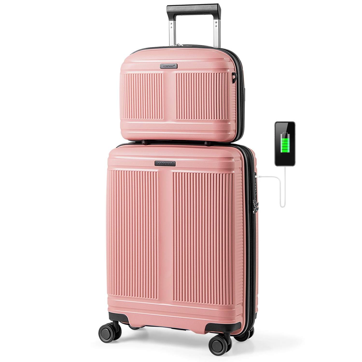 Bagagesæt med USB & TSA-lås – 20"" håndbagage, 14"" kosmetiketui