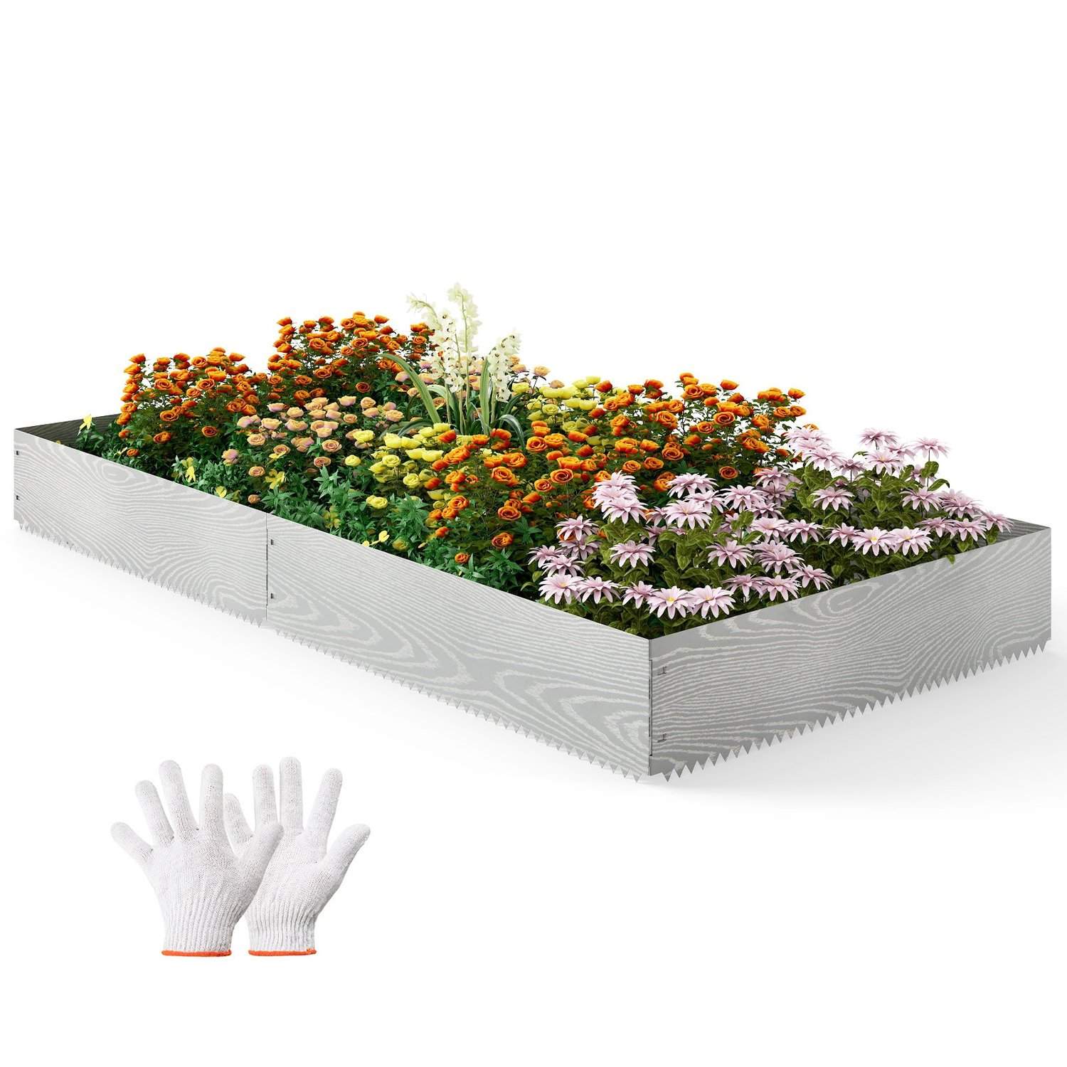 Galvaniseret metal havekant – fleksibel, rustbestandig, 6-delt sæt