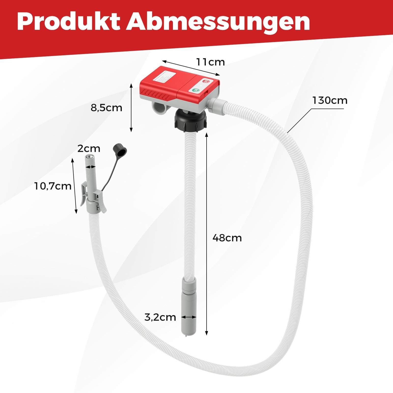 Polttoaineen siirtopumppu automaattisella pysäytystunnistimella – 3 sovitinta, USB/akkukäyttöinen