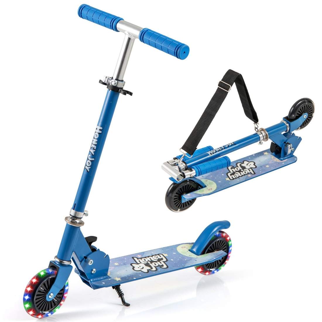 Uppfällbar barnskoter med LED-hjul och justerbart handtag | Hem & Hobby | Pryloteket