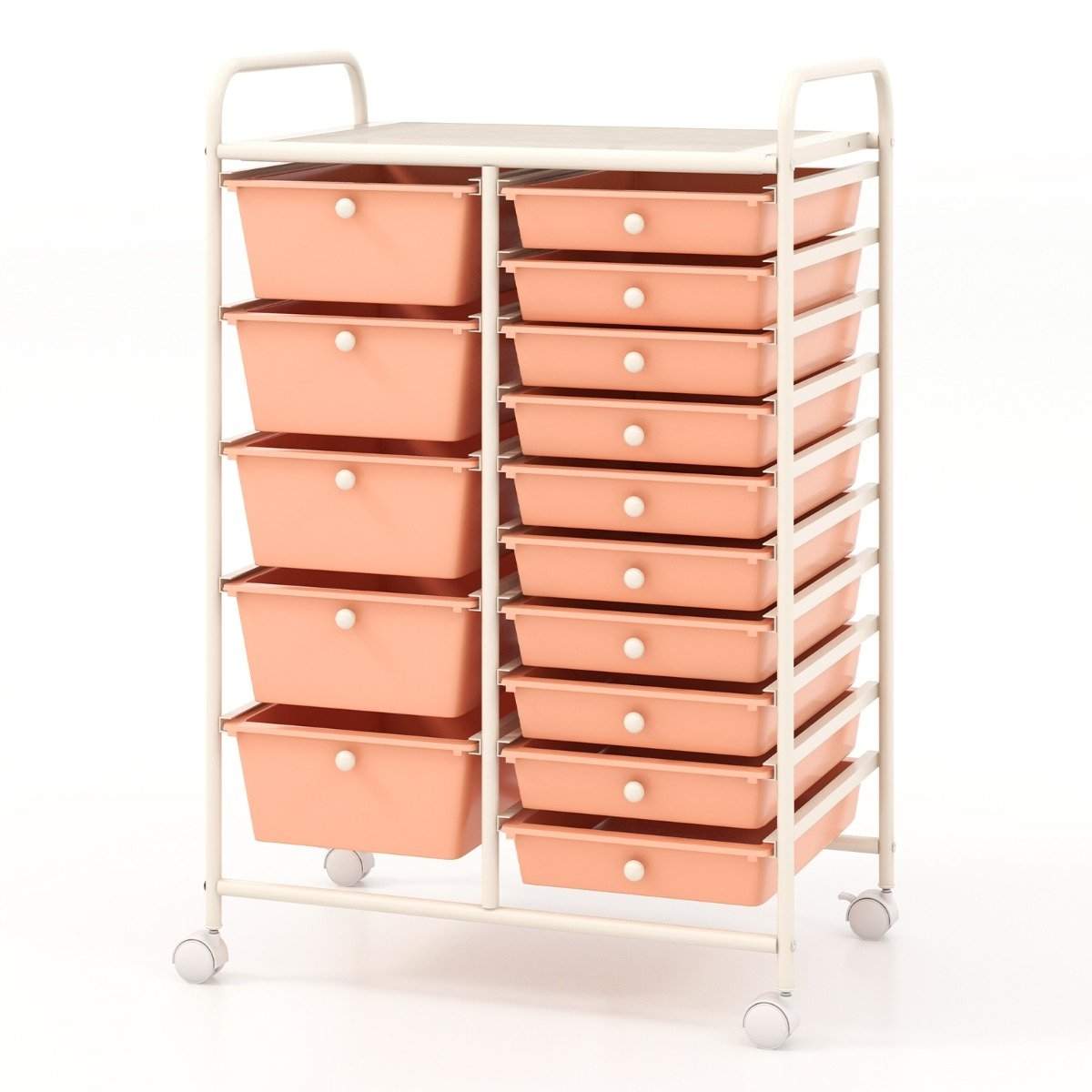 Mobil förvaringsvagn med 15 stapelbara lådor – Peach | Hem & Hobby | Pryloteket