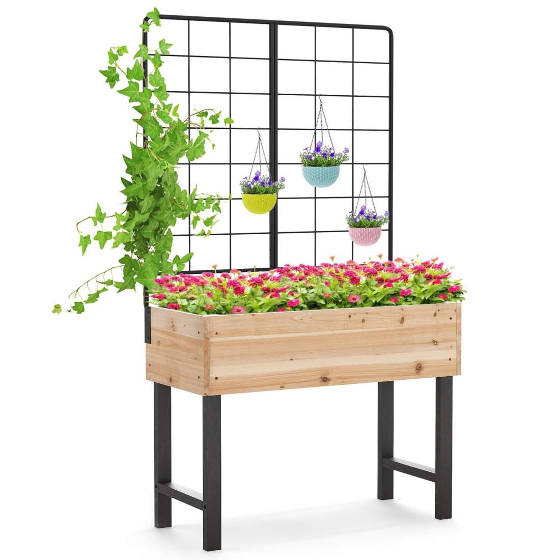 Upphöjd trädgårdssäng med spaljé – Trä, Dränering, 79x35x108 cm | Hem & Hobby | Pryloteket