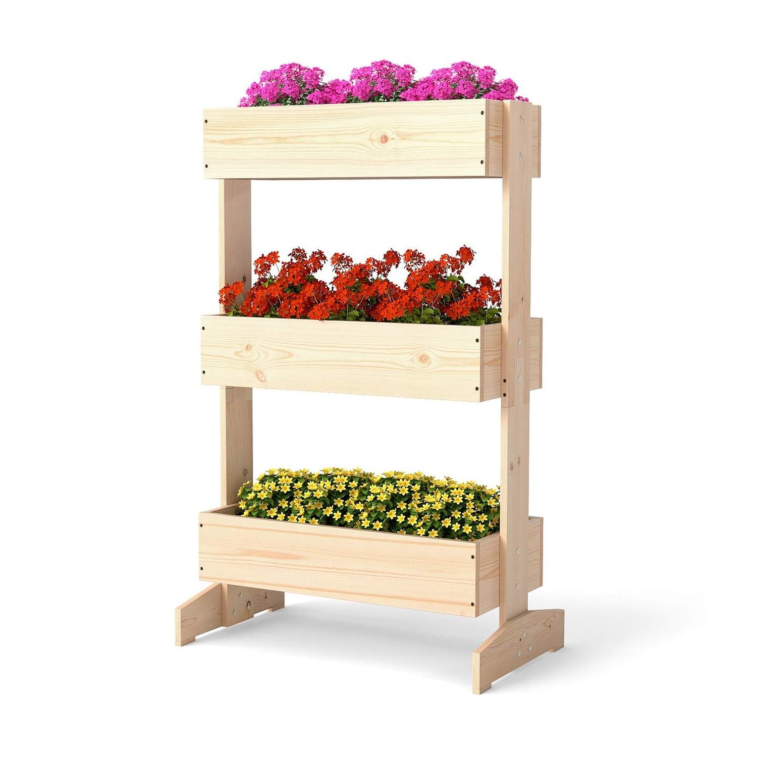 Lodret haveplantekasse – 3-lags fyrretræ, 69x39x109 cm
