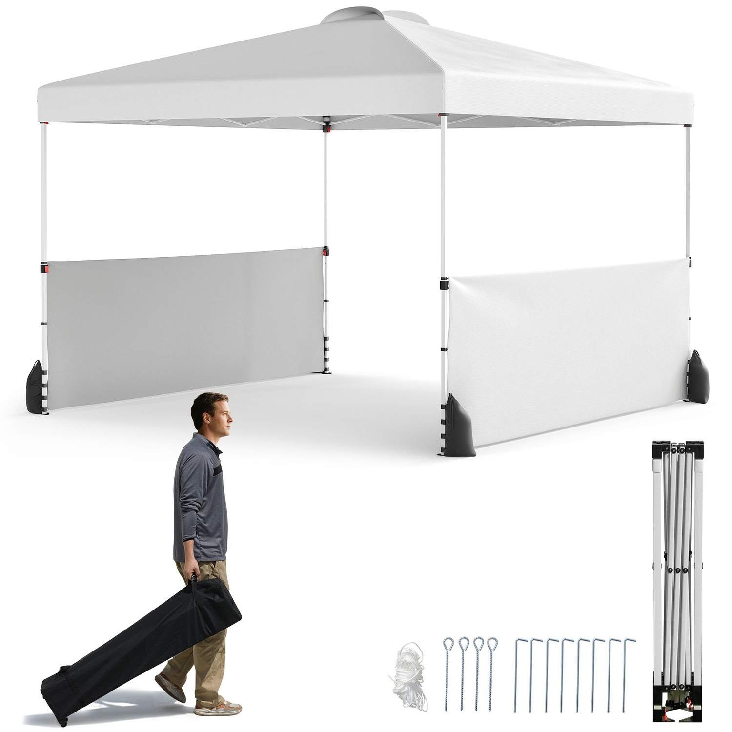Pop-up pavillon 3x3m med sider og taske – nem opsætning, vindafvisende