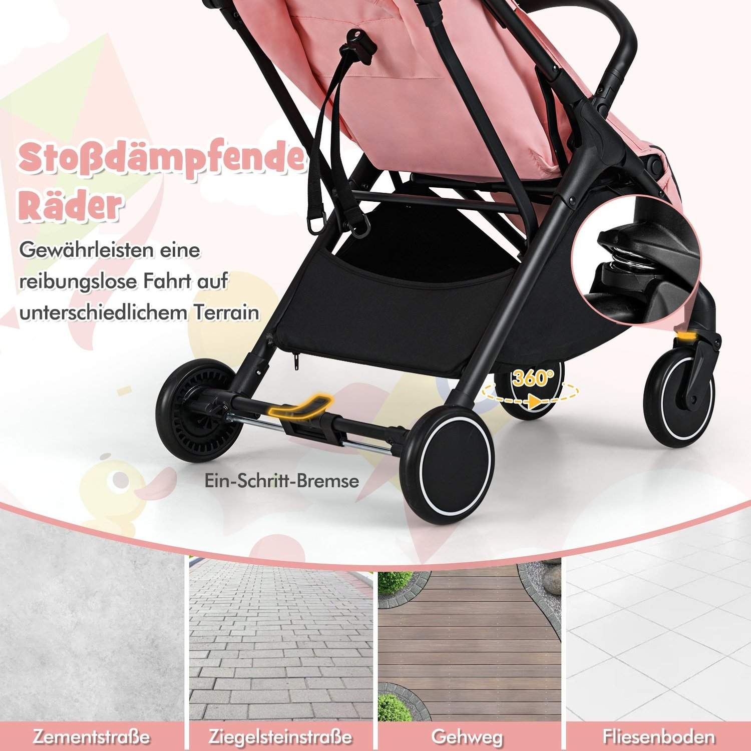 Sammenfoldelig rejseklapvogn med tilbagelænet, let og bærbar