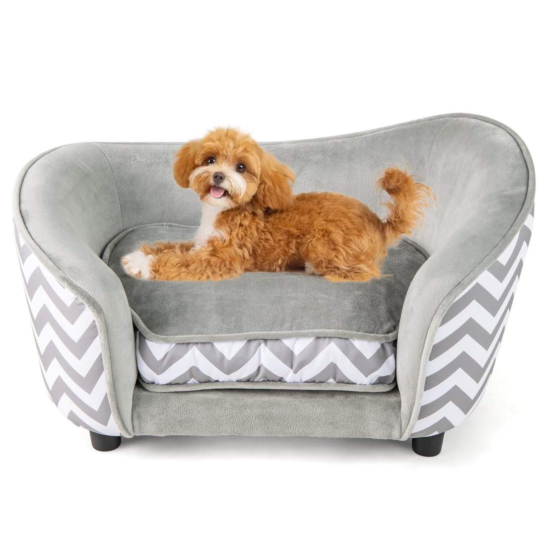 Bäddsoffa för husdjur med mjuk kudde och tvättbart överdrag – grå | Hem & Hobby | Pryloteket