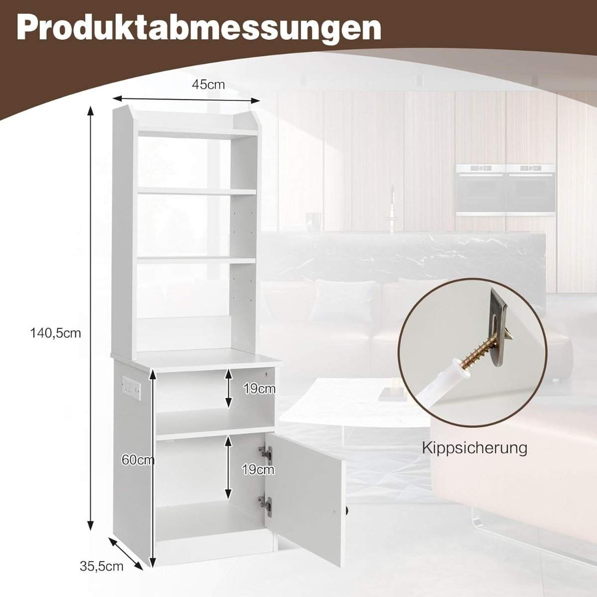 Natbord med ladestation – Justerbare hylder og skab