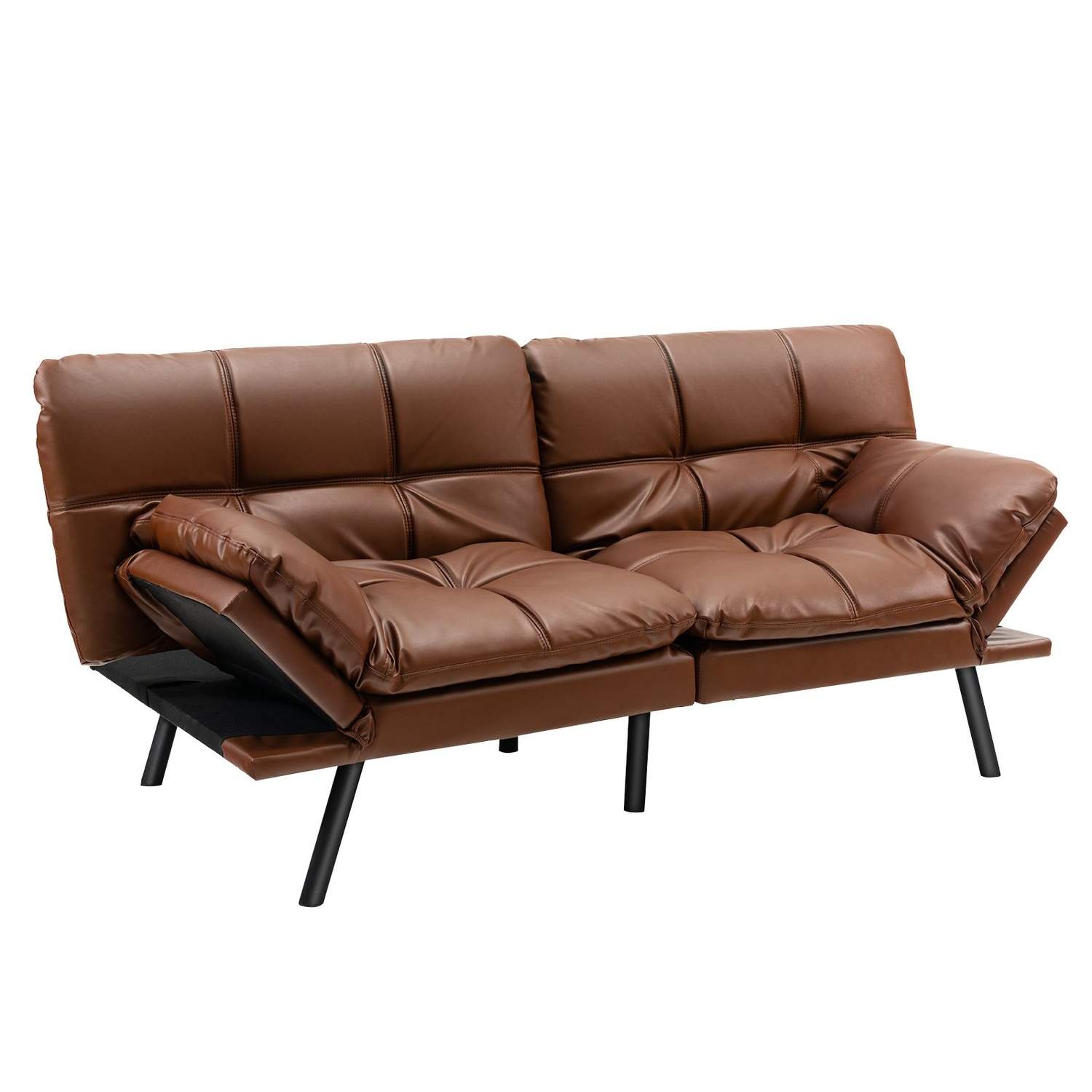 Cabriolet sovesofa med justerbart ryglæn – brun